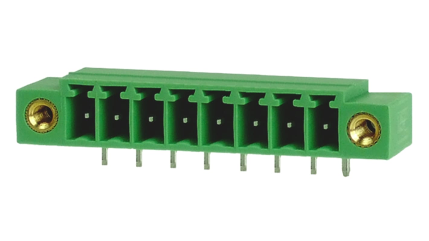 RS PRO, 3.81mm Pitch, 8 Way, Right Angle, Pluggable Terminal Block, Header, Through Hole, Solder Termination