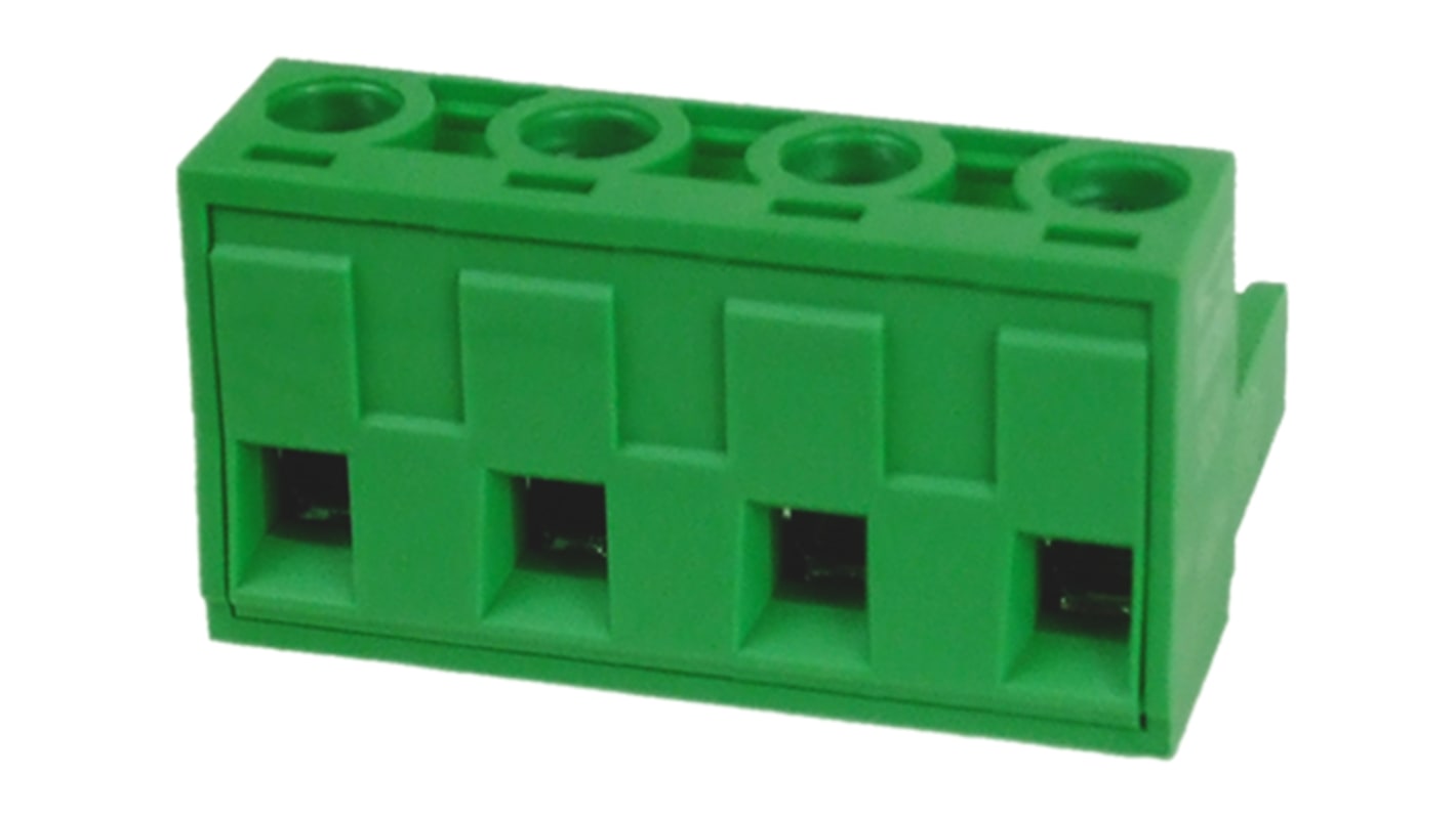 RS PRO, 7.62mm Pitch, 4 Way, Pluggable Terminal Block, Plug, Through Hole, Screw Termination