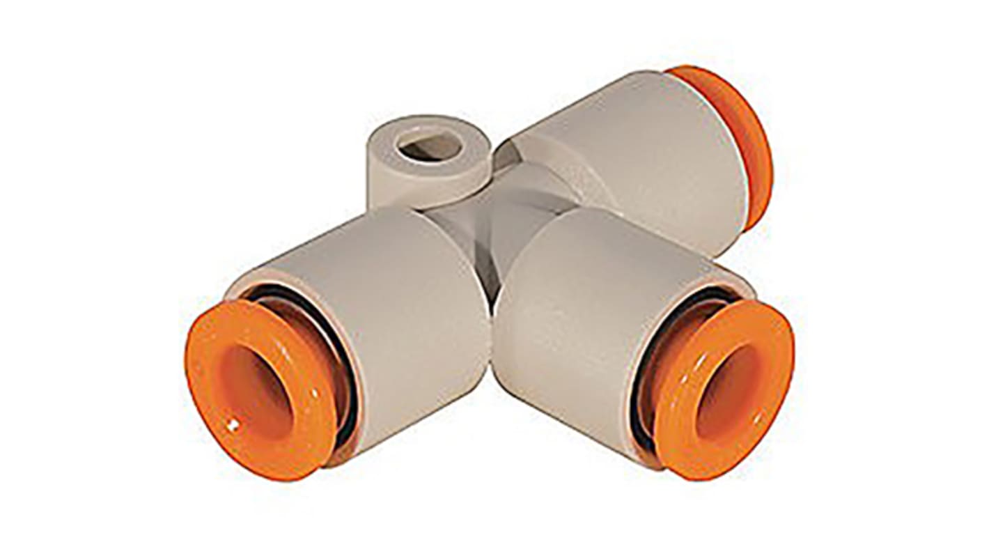 SMC KQ2 Series Tee Tube-to-Tube Adaptor Push In 3/16 in, Push In 3/16 in to Push In 3/16 in, Tube-to-Tube Connection