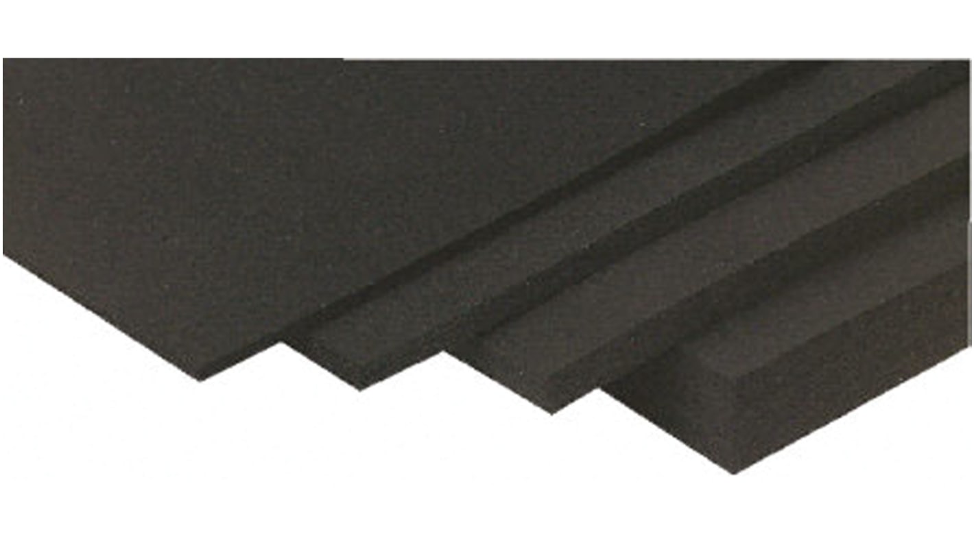 RS PRO Gummimatte EPDM, Schwarz, 1.2m x 6mm x 600mm 1.13g/cm³ Nein