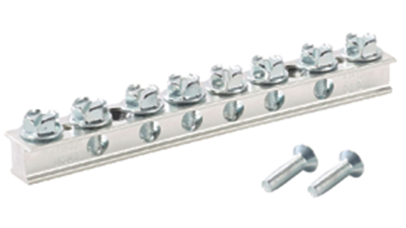 Panduit 6路接地端子排, UGB2/0型, 螺钉端接, 125mm长, 15.7mm宽电解铜外壳
