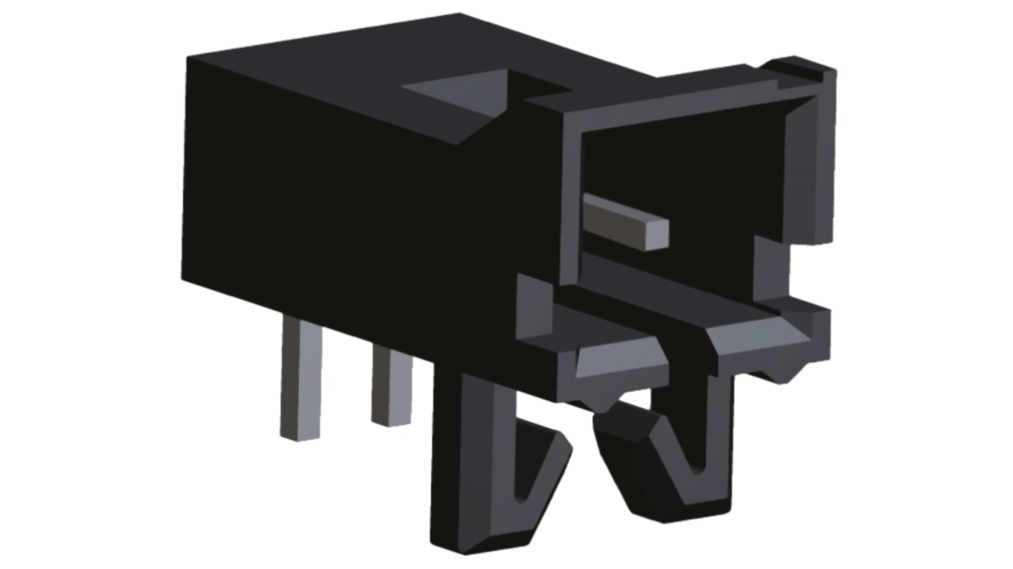 TE Connectivity AMPMODU MTE Series Right Angle Through Hole PCB Header, 2 Contact(s), 2.54mm Pitch, 1 Row(s), Shrouded