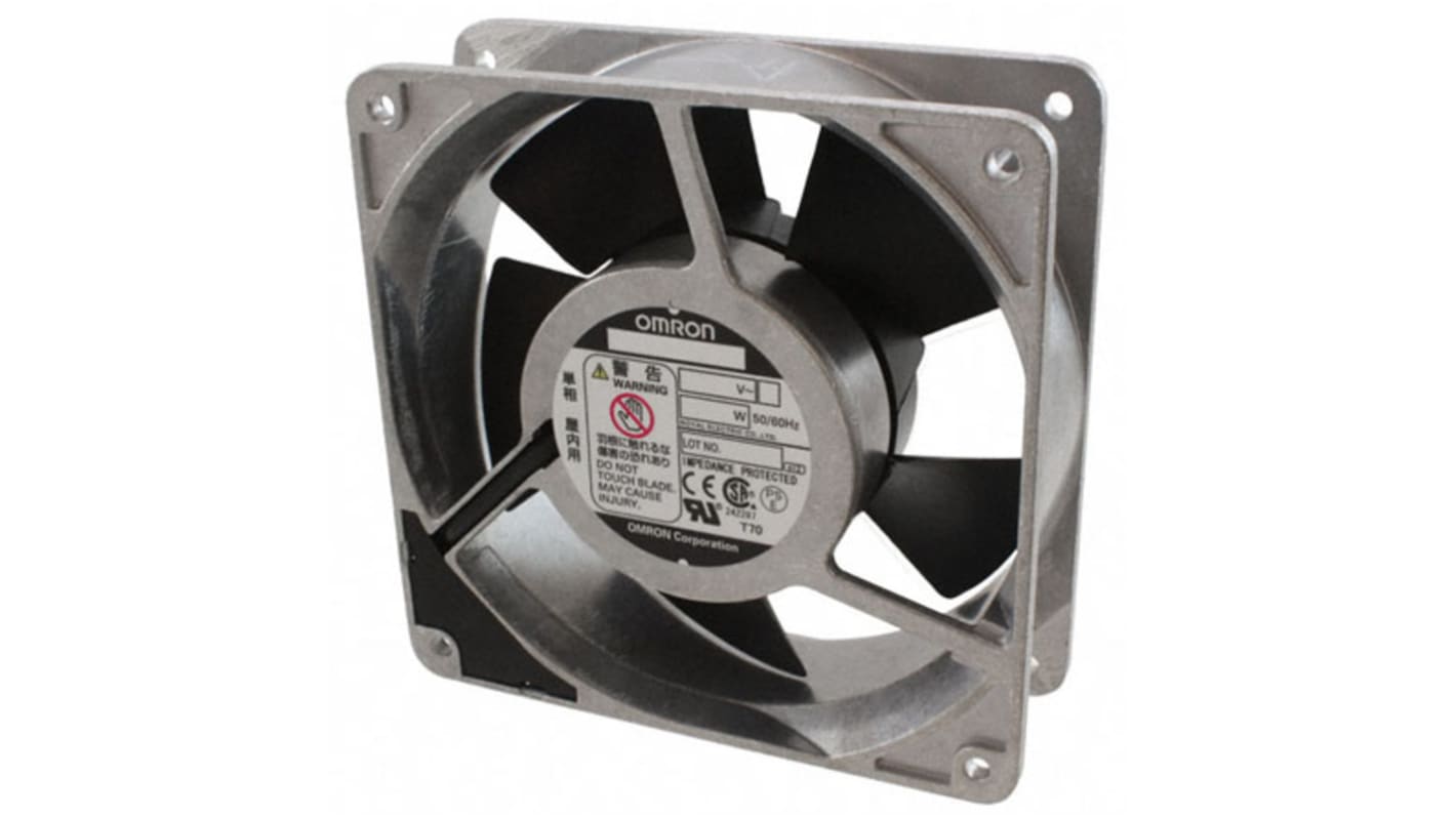 Omron 交流轴流风机, 200 V 交流电源, 162m³/h, 16W, 最大105mA, 2700 rpm @ 50 Hz, 3000 rpm @ 60 Hz, 120 x 120 x 38mm, R87F系列