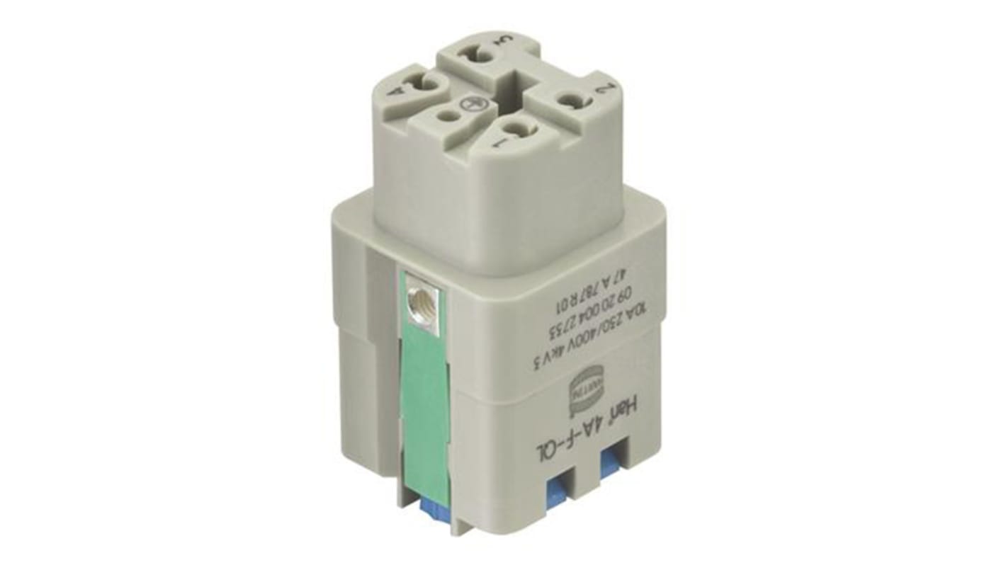 Inserto a bloccaggio rapido HARTING, Femmina, serie Han A, 10A, 4 vie
