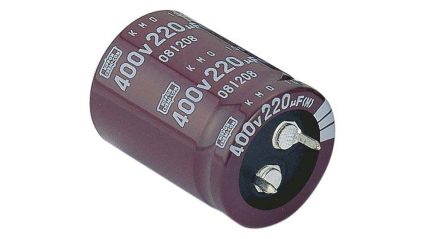 CHEMI-CON KMQ Snap-In Aluminium-Elektrolyt Kondensator 150μF ±20% / 400V dc, Ø 25.4mm x 25mm, bis 105°C