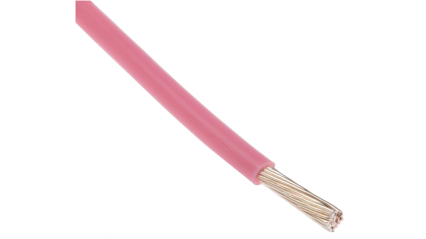 RS PRO Einzeladerleitung 0,08 mm², 28 AWG 100m Rosa PTFE isoliert Ø 0.71mm 7/0,12 mm Litzen