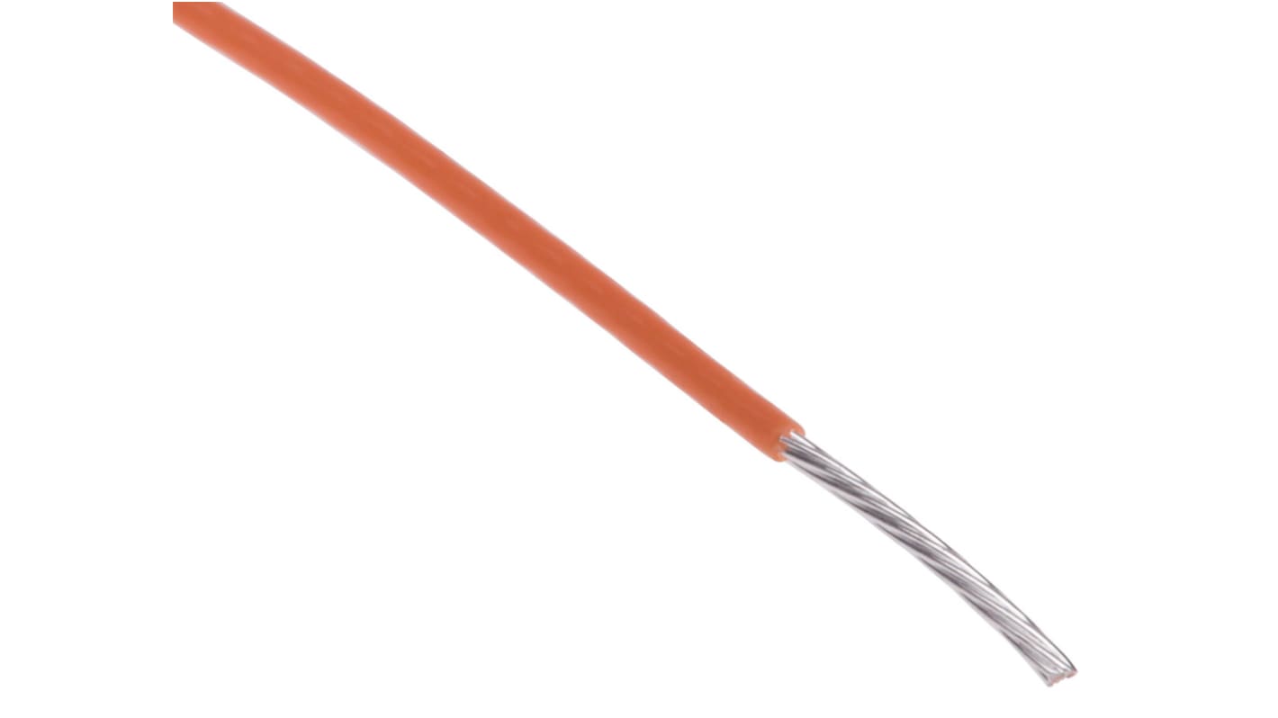 RS PRO Orange 0.08mm² Hook Up Wire, 28 AWG, 7/0.12 mm, 100m, PTFE Insulation
