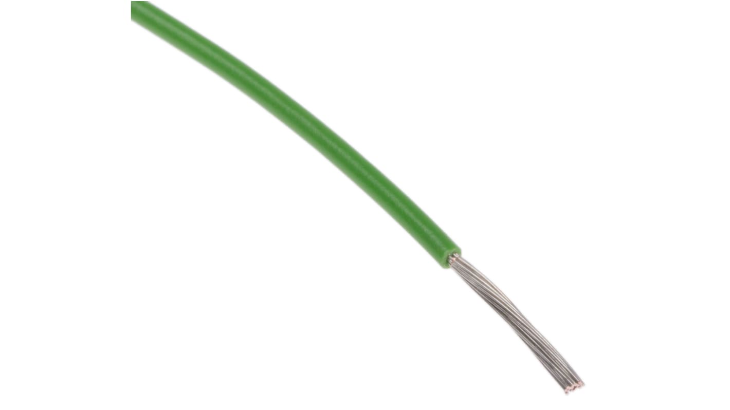 RS PRO Green 0.08mm² Hook Up Wire, 28 AWG, 7/0.12 mm, 100m, PTFE Insulation