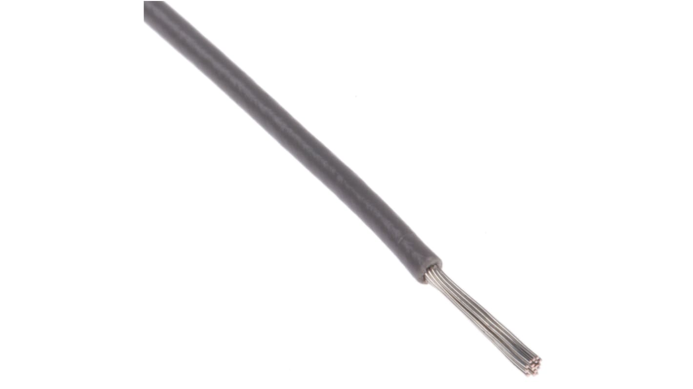 RS PRO 灰色电线, 0.08mm², 100m长, 28AWG, 300 V, 最高200°C, PTFE绝缘
