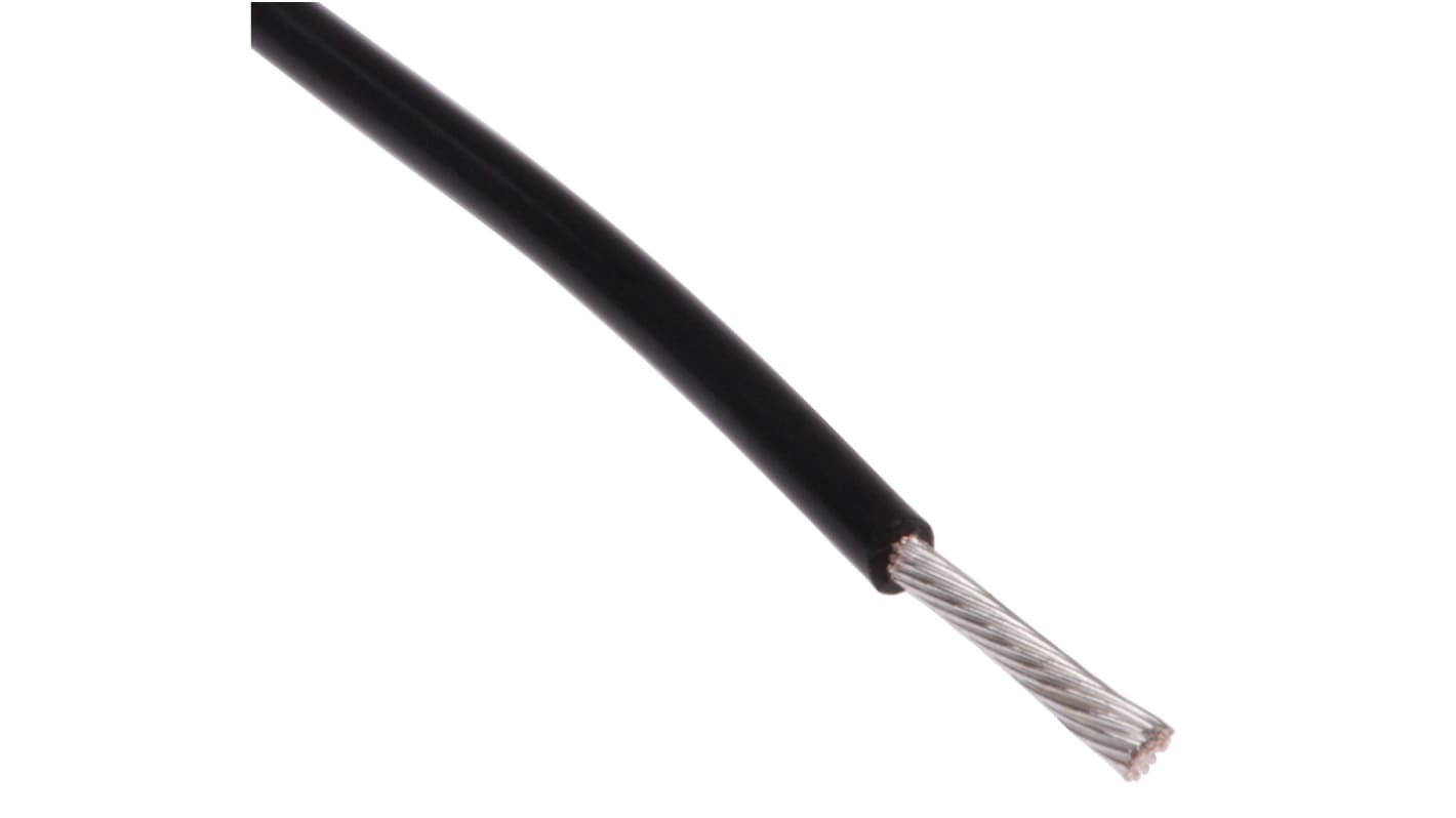 RS PRO Black 0.34mm² Hook Up Wire, 22 AWG, 19/0.15 mm, 25m, PTFE Insulation