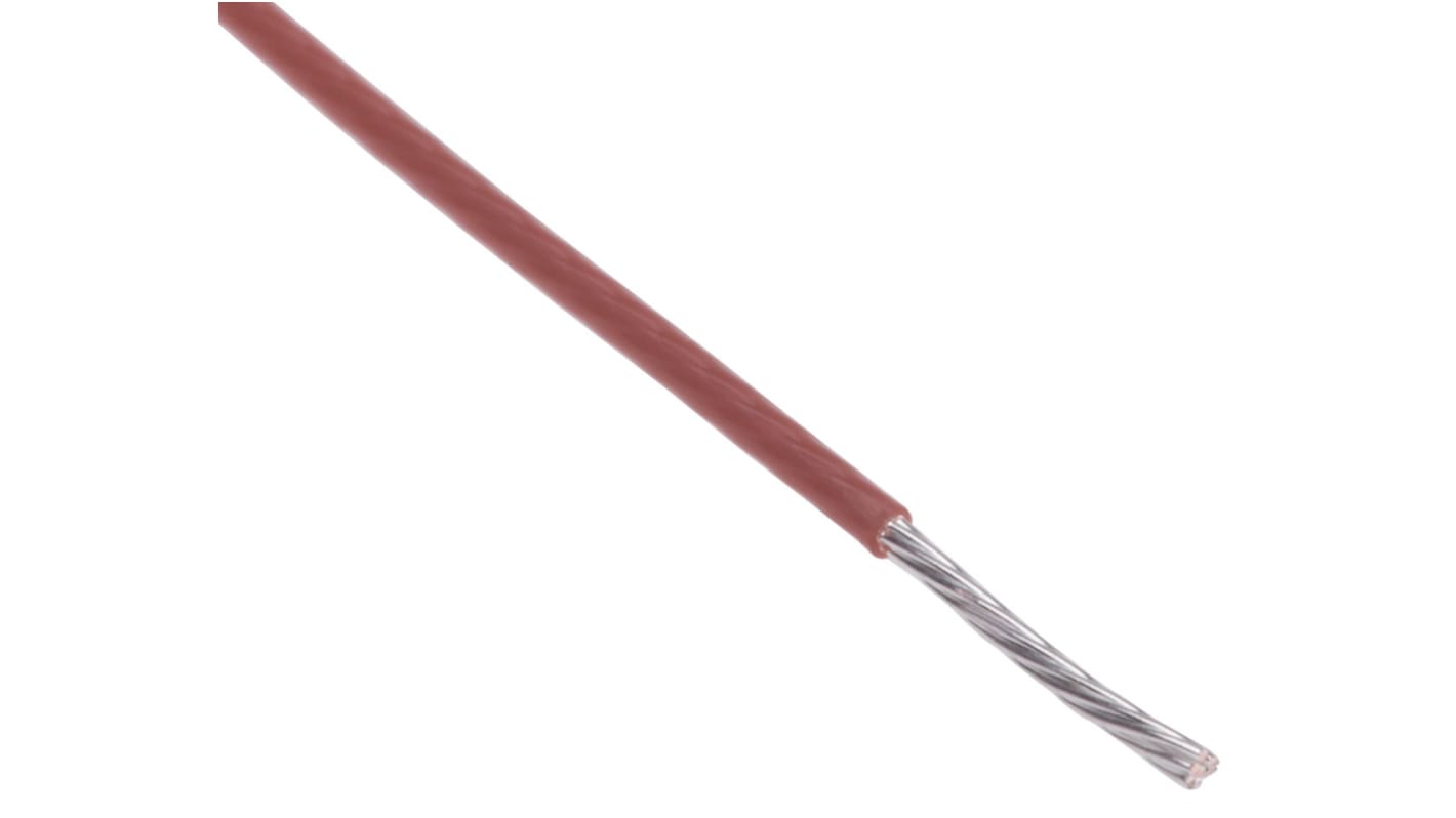 RS PRO 棕色电线, 0.34mm², 100m长, 22AWG, 600 V, 最高200°C, PTFE绝缘