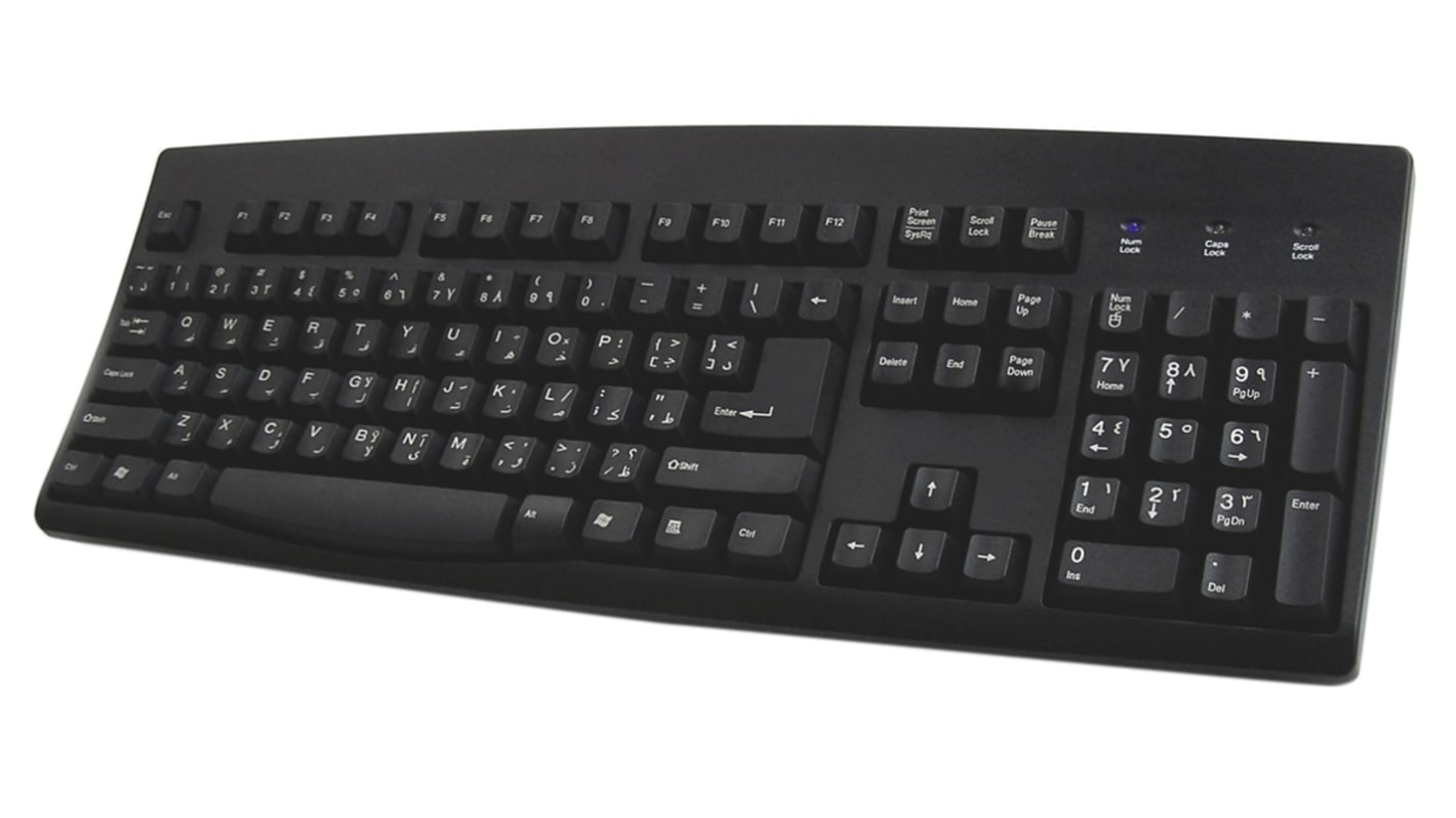 Ceratech Wired PS/2, USB Keyboard, QWERTY (Arabic), Black