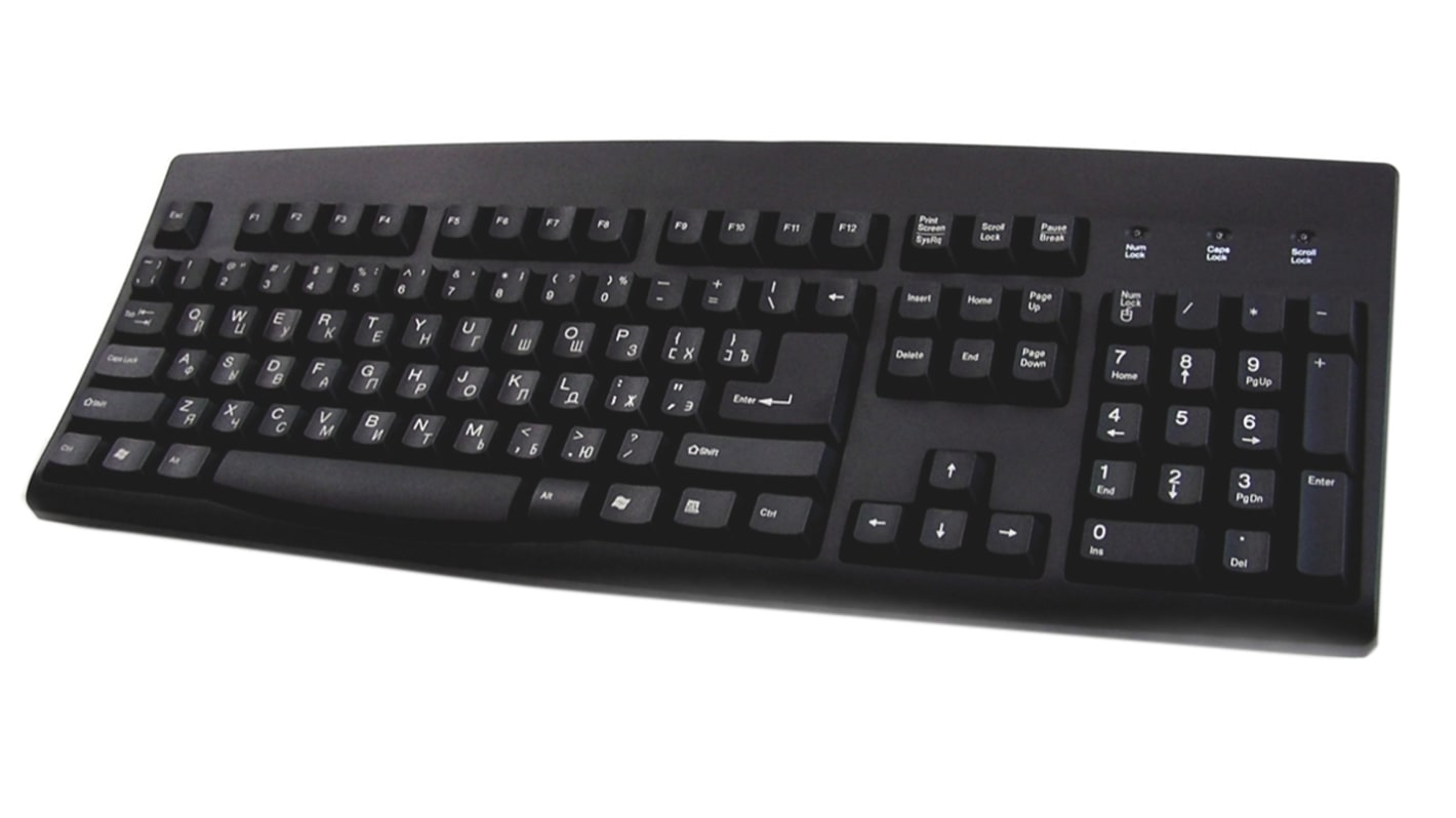 Ceratech Wired PS/2, USB Keyboard, QWERTY (Cyrillic), Black