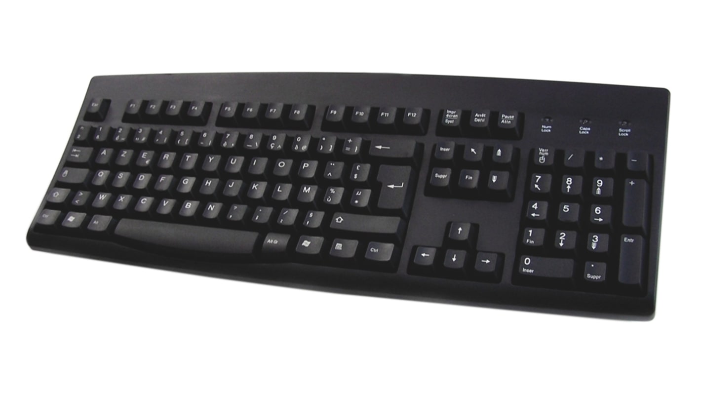 Ceratech Tastatur AZERTY Kabelgebunden Schwarz PS/2, USB, 456 x 168 x 40mm