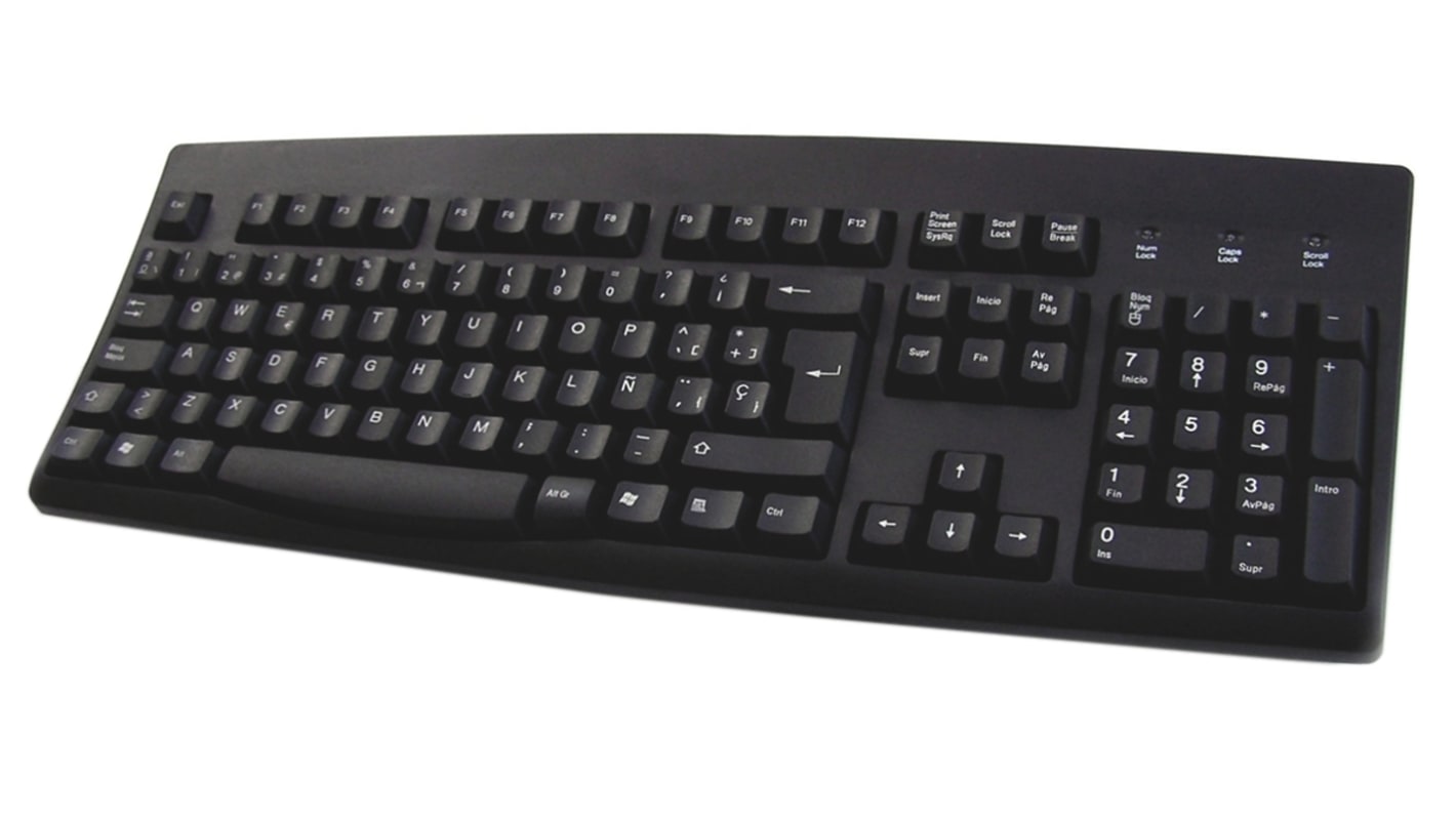 Ceratech Wired PS/2, USB Keyboard, QWERTY (Spain), Black