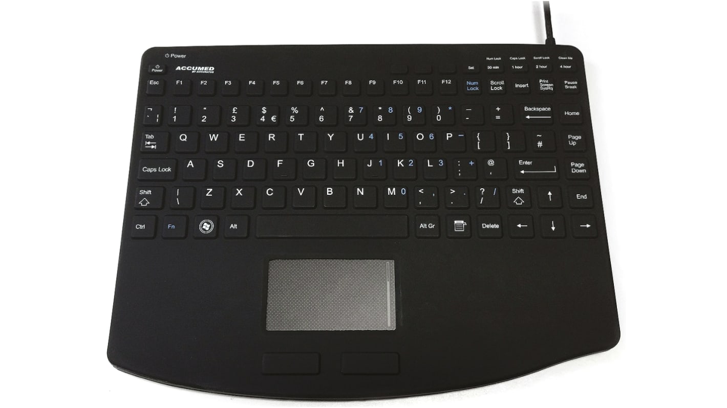 Ceratech Wired USB Medical Mini Keyboard, QWERTY (UK), Black