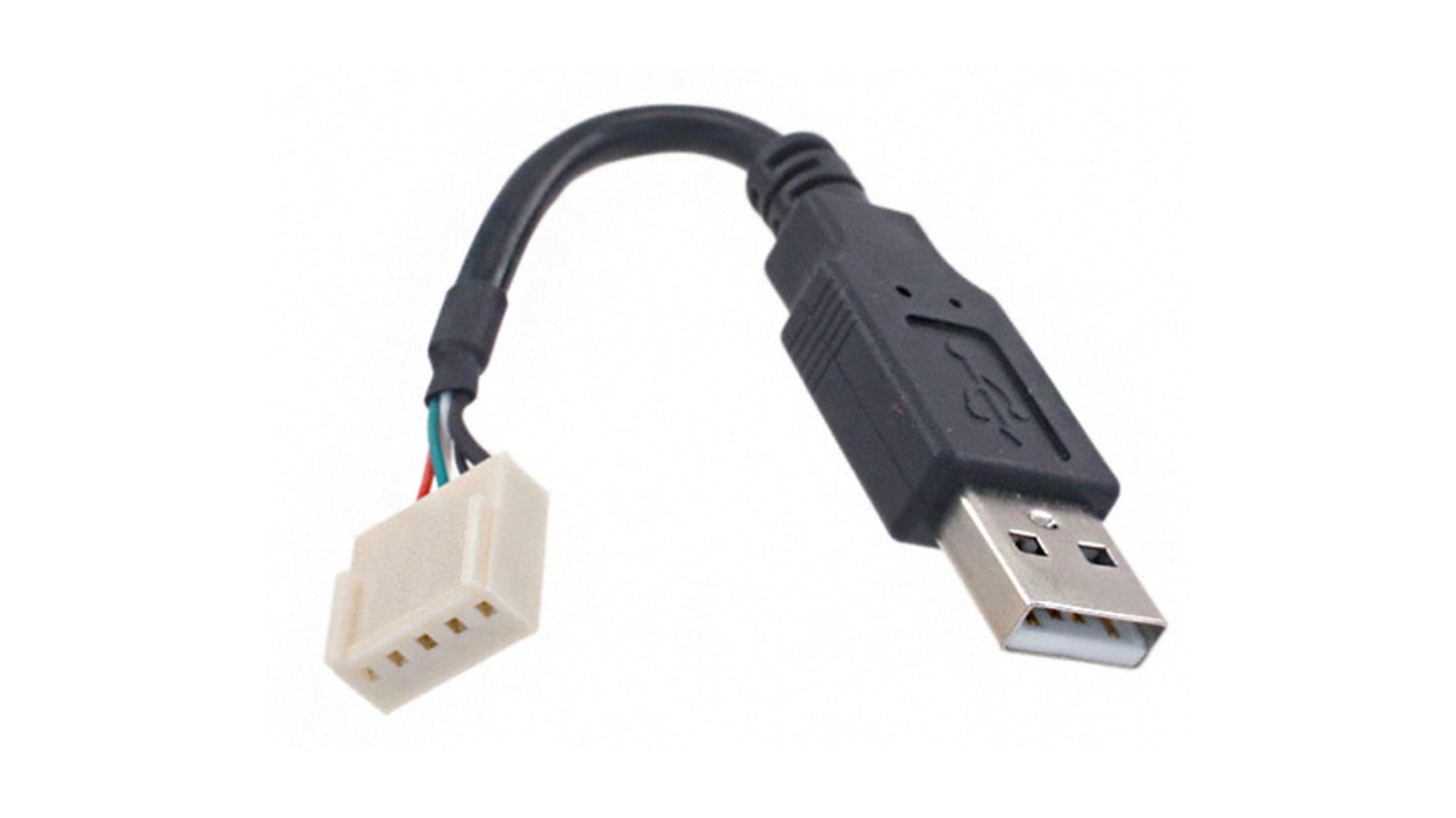 Bulgin USB-kabel, Sort, USB A til 5-benet fatning, 100mm