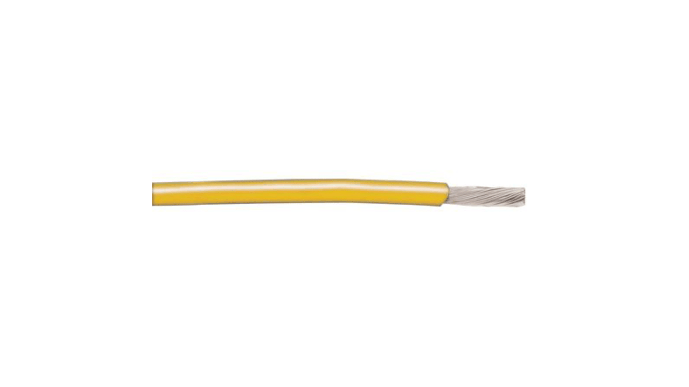 Alpha Wire Einzeladerleitung 0,33 mm², 22 AWG 30m Gelb PVC isoliert Ø 1.57mm 7/0,25 mm Litzen MIL-W-76