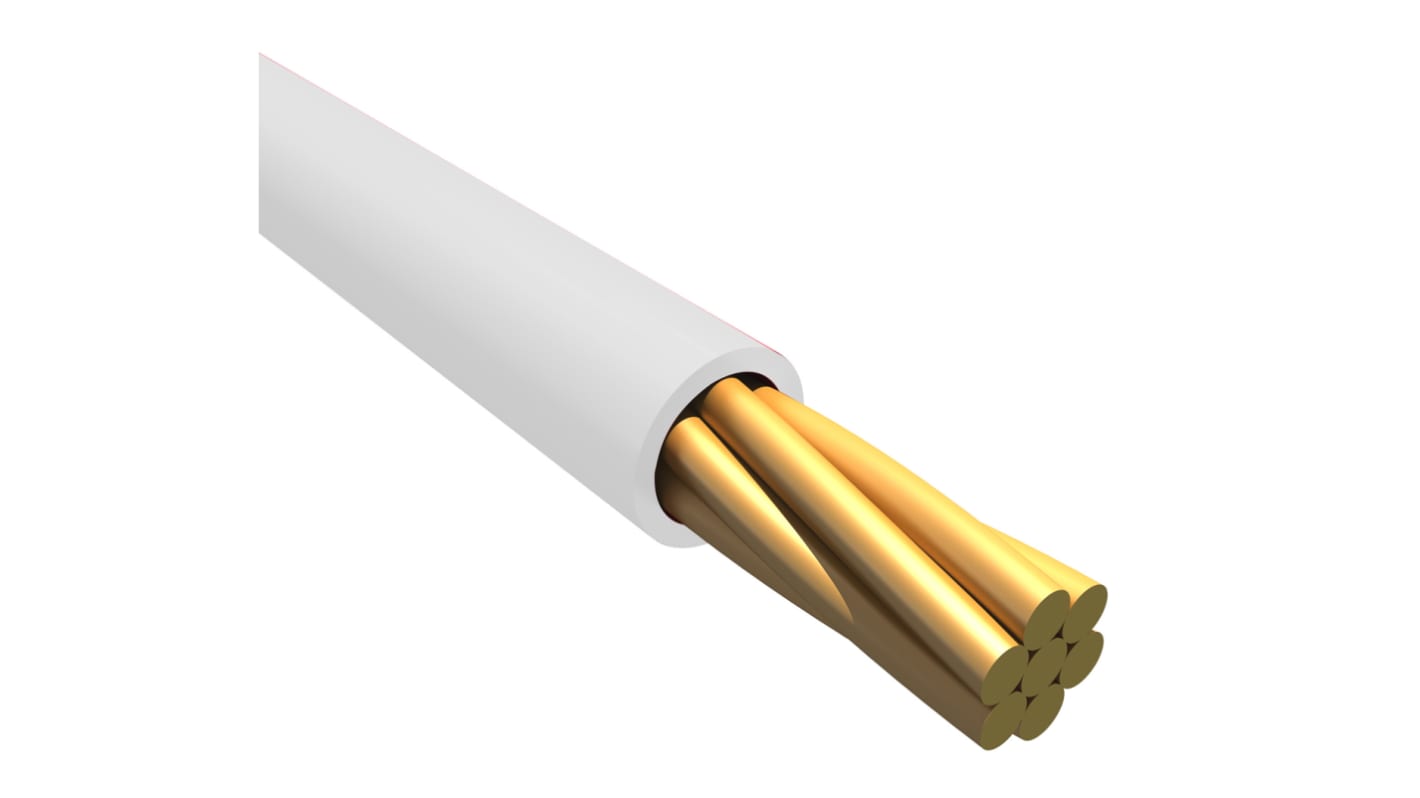 Alpha Wire Hook-up Wire PVC Series White 0.75 mm² Hook Up Wire, 18 AWG, 1/0.81 mm, 30m, PVC Insulation, 1565 WH005