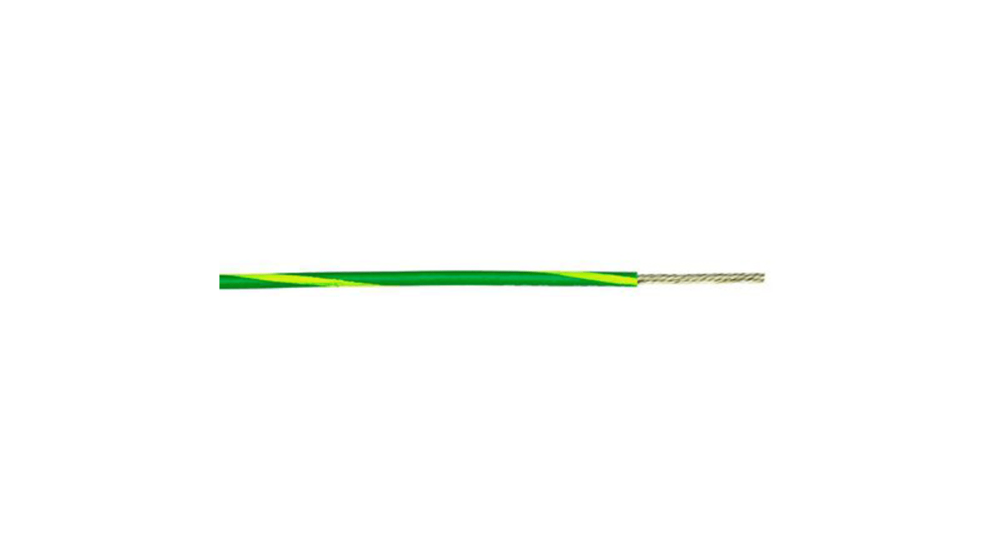 Alpha Wire Hook-up Wire PVC Series Green/Yellow 2.1 mm² Hook Up Wire, 14 AWG, 41/0.25 mm, 305m, PVC Insulation, 3079