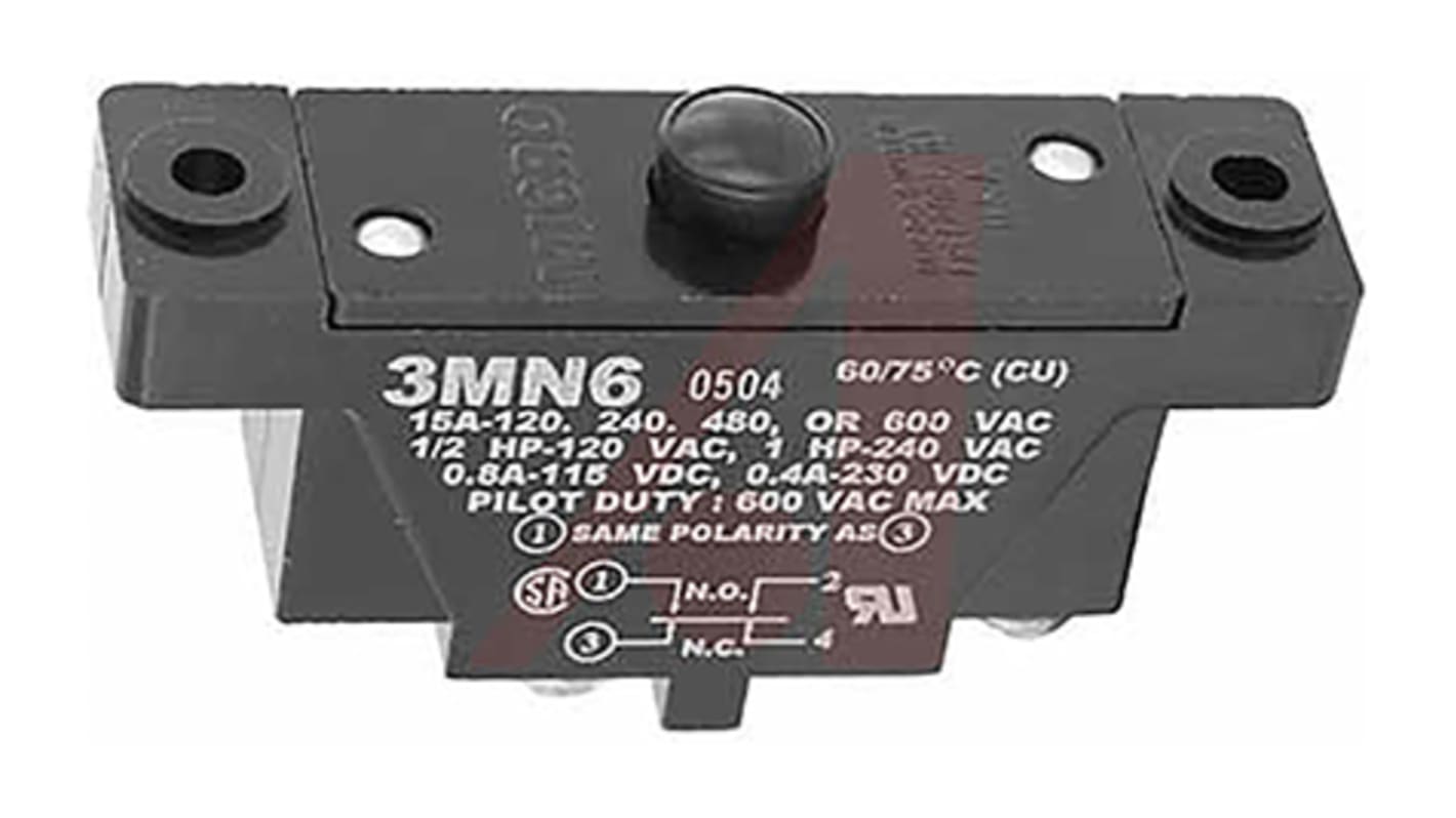 Honeywell Pin Plunger Microswitch, Screw Terminal, 15 A, DPDT