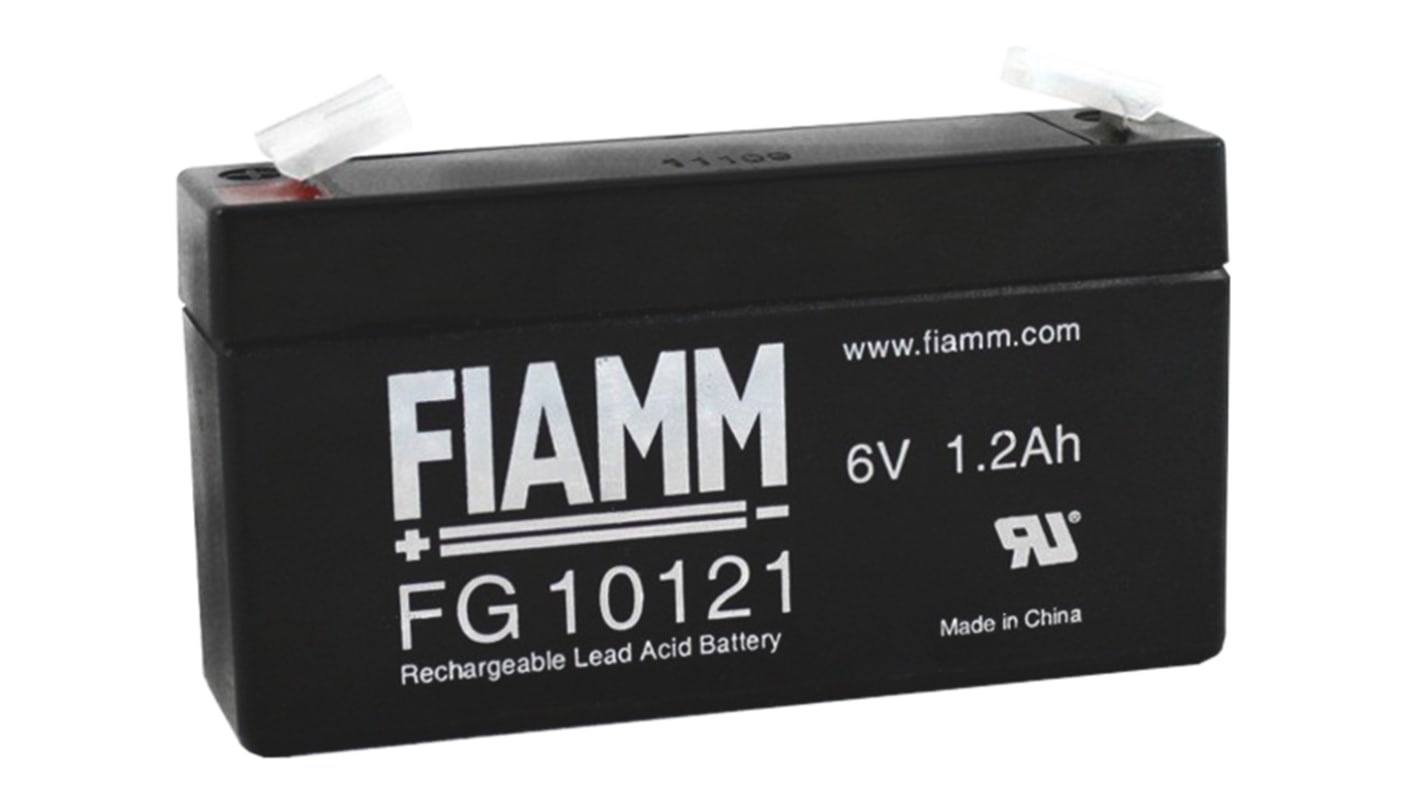 Fiamm 6V Faston F1 Sealed Lead Acid Battery, 1.2Ah