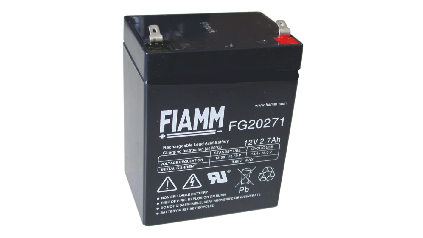 Fiamm 12V Faston F1 Sealed Lead Acid Battery, 2.7Ah