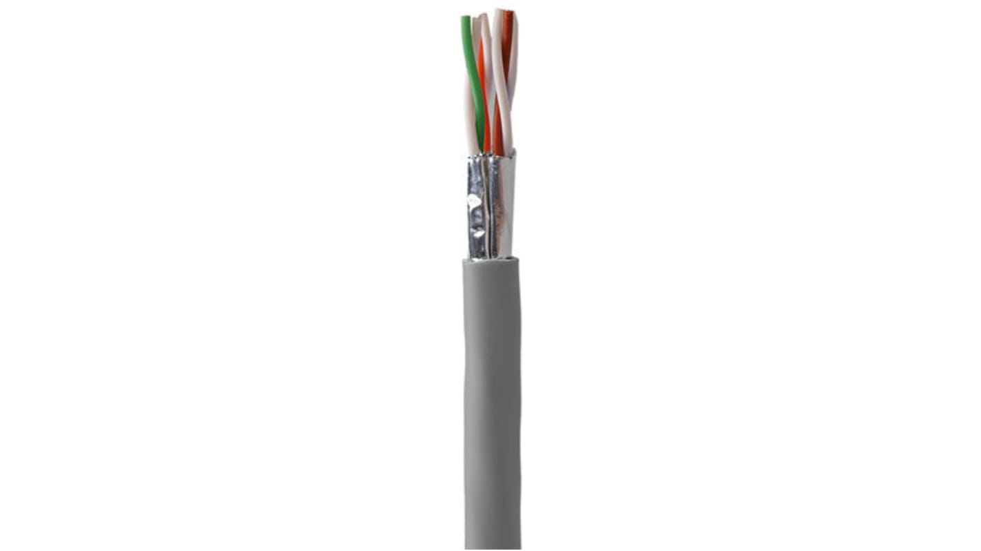 RS PRO Cat6a Ethernet Cable, U/FTP, Grey LSZH Sheath, 100m, Low Smoke Zero Halogen (LSZH)