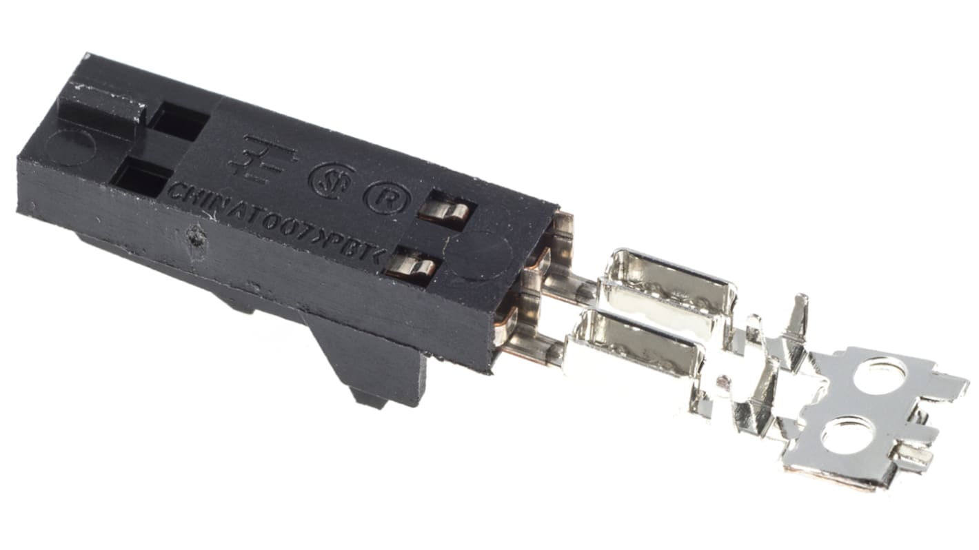 TE Connectivity IDC连接器, 母座, 2p, 2.54mm间距, 电缆安装, 压接端接, 直向, AMPMODU MTE系列