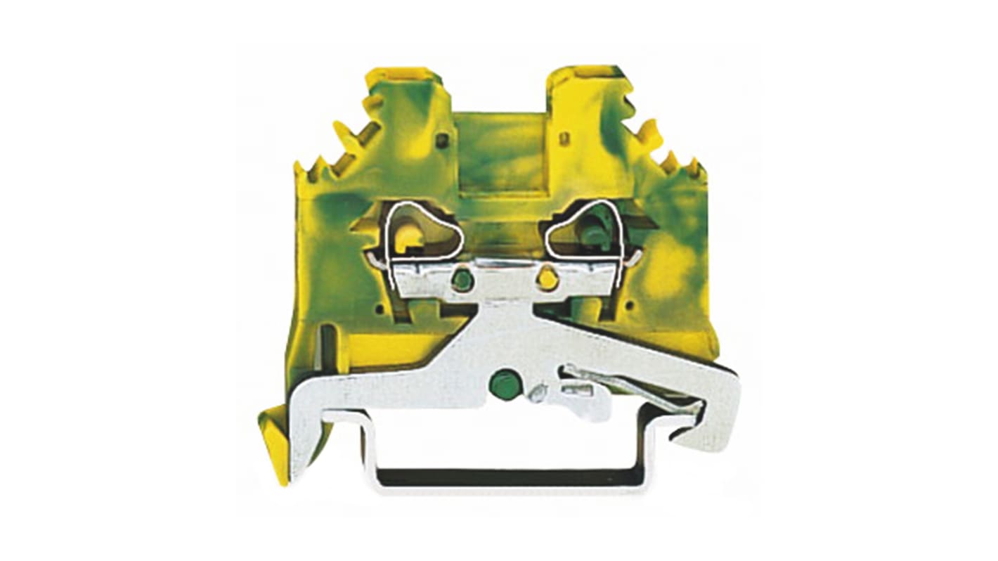 WAGO 2-Way Earth Terminal Block, 28 → 12 AWG Wire, Cage Clamp