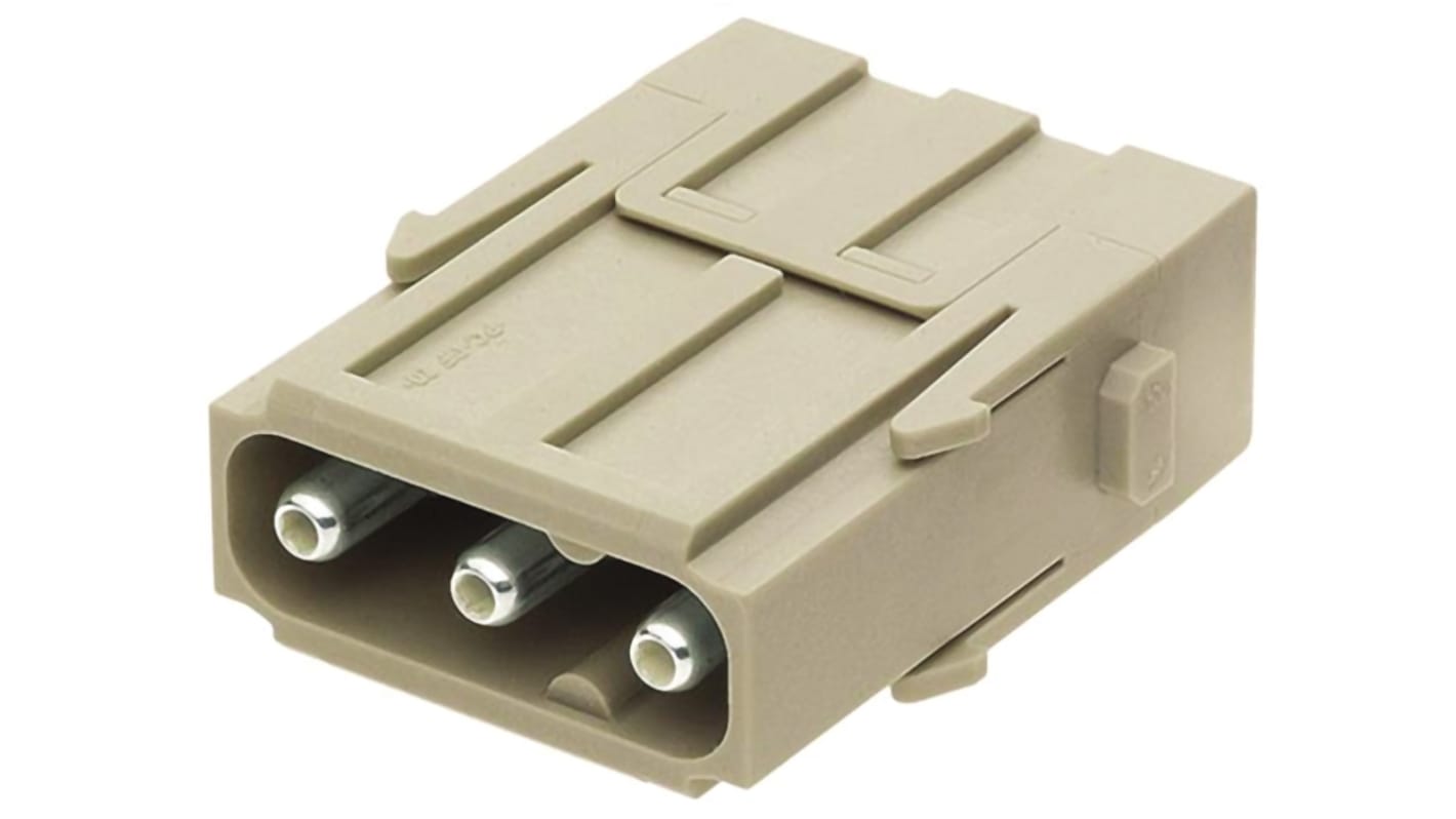 HARTING Heavy Duty Power Connector Module, 40A, Male, Han-Modular Series, 3 Contacts