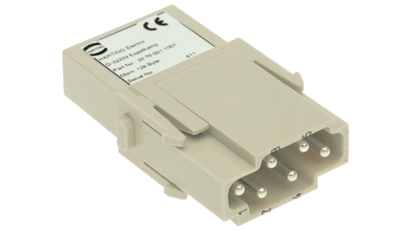 Modulo ID HARTING, Maschio, serie HAN Elisa, 6 vie