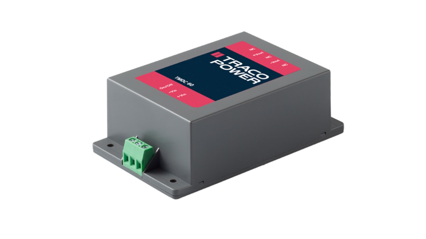 TRACOPOWER TMDC 60 DC-DC Converter, 48V dc/ 1.25A Output, 18 → 75 V dc Input, 60W, Chassis Mount, +65°C Max Temp