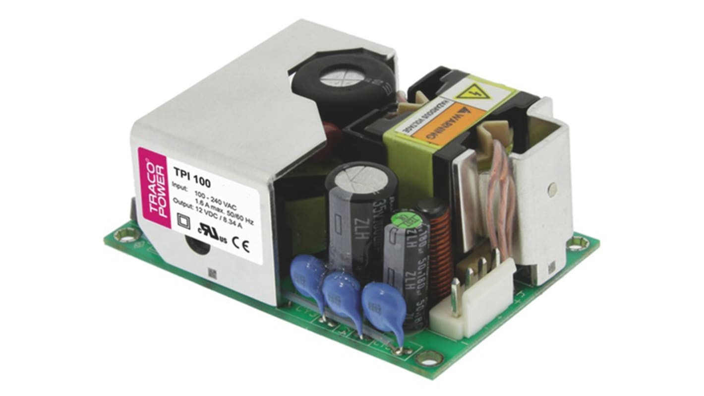 TRACOPOWER Switching Power Supply, TPI 100-112A-J, 12V dc, 8.34A, 100W, 1 Output, 120 → 370 V dc, 85 →