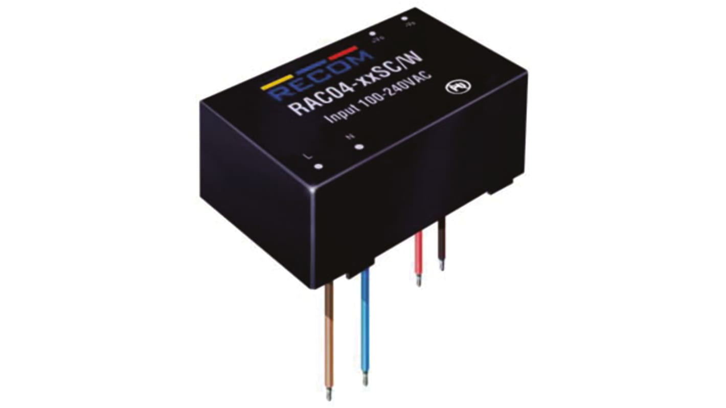 Recom Embedded Switch Mode Power Supply SMPS, RAC04-15SC/W, 15V dc, 267mA, 4W, 1 Output, 115 → 370 (With