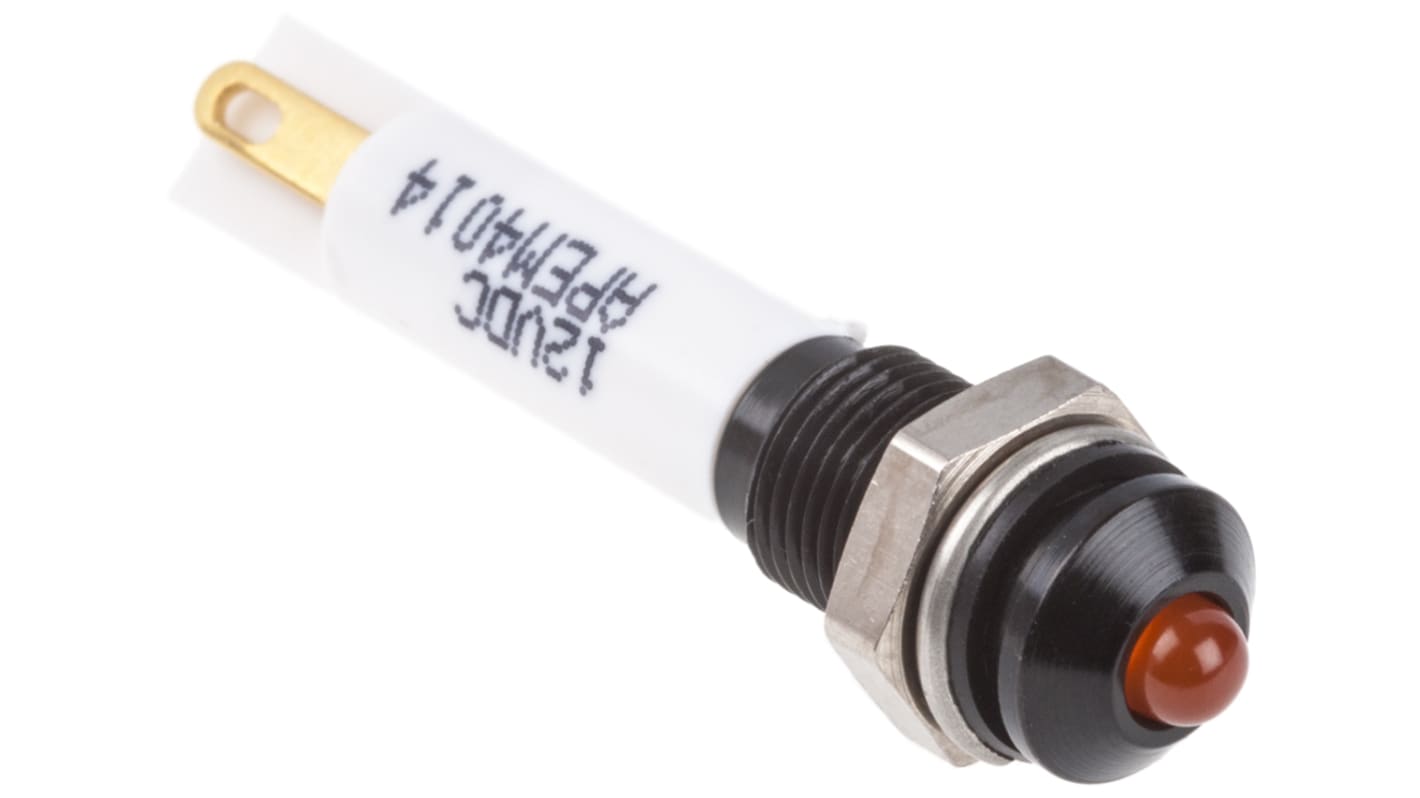 Indicatore da pannello RS PRO Arancione  a LED, 21.6 → 26.4V cc, IP67, Sporgente, foro da 6mm