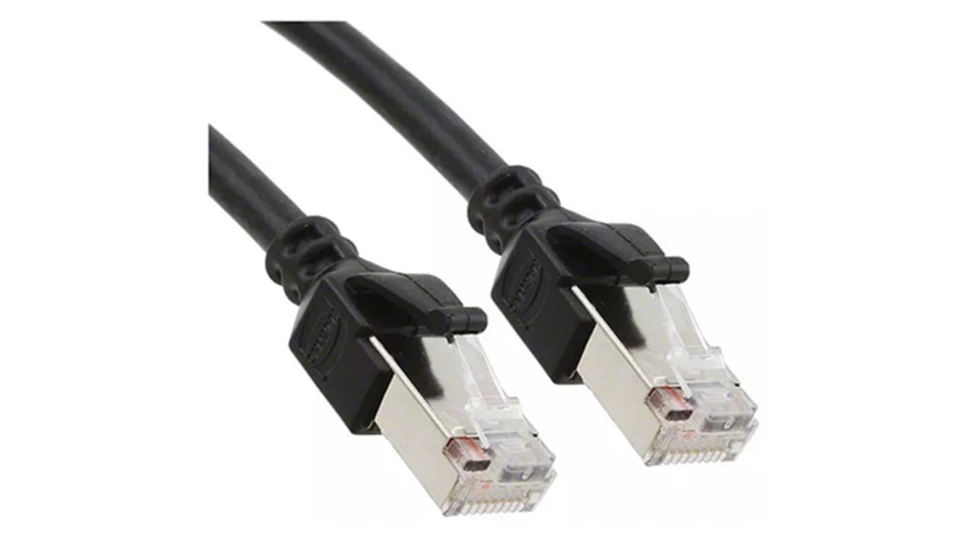 HARTING, 2m Cat5e, Black RJ45 to Male RJ45 Male, SF/UTPShielded, Terminated PUR Sheath