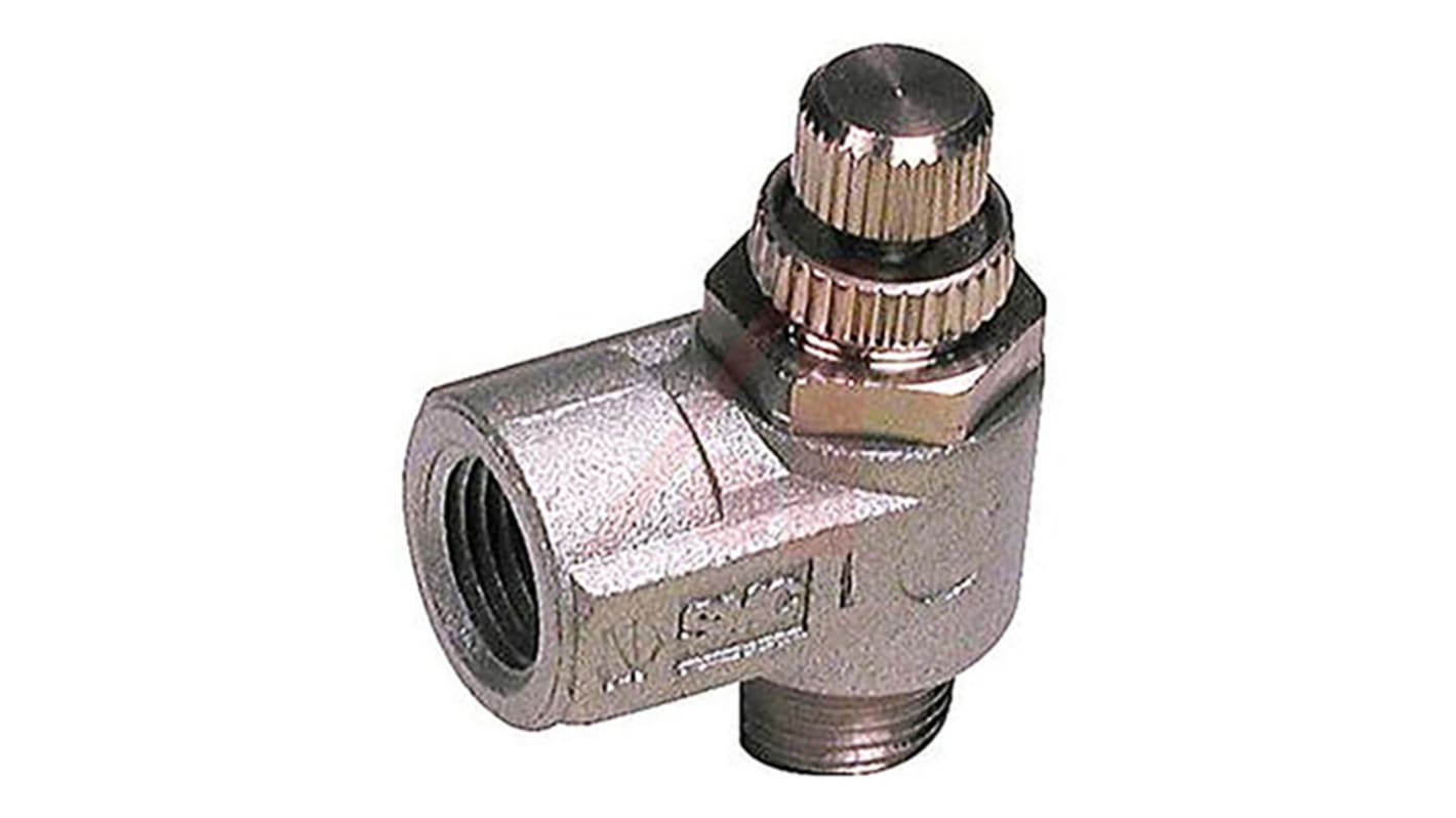 SMC AS Series Threaded Speed Controller, NPT 3/8 Male Inlet Port x NPT 3/8 Female Outlet Port