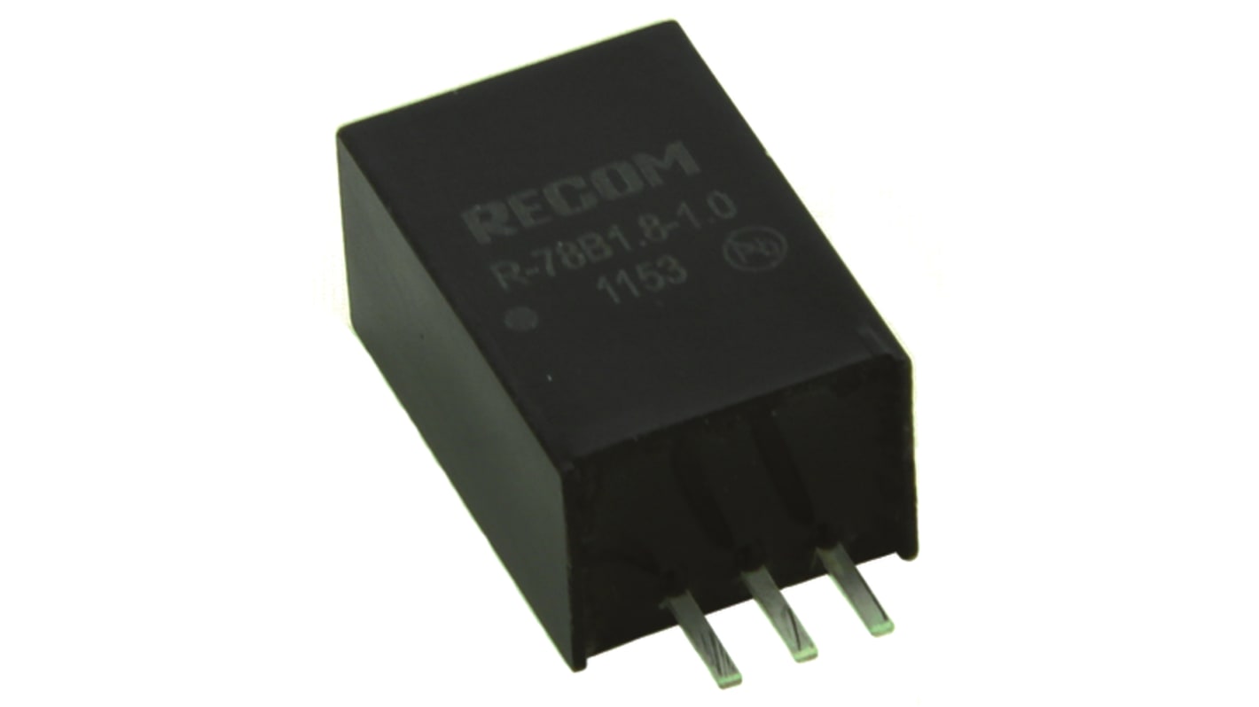 Recom スルーホール スイッチングレギュレータ 4.75 → 26V dc To 1.8V dc 1A