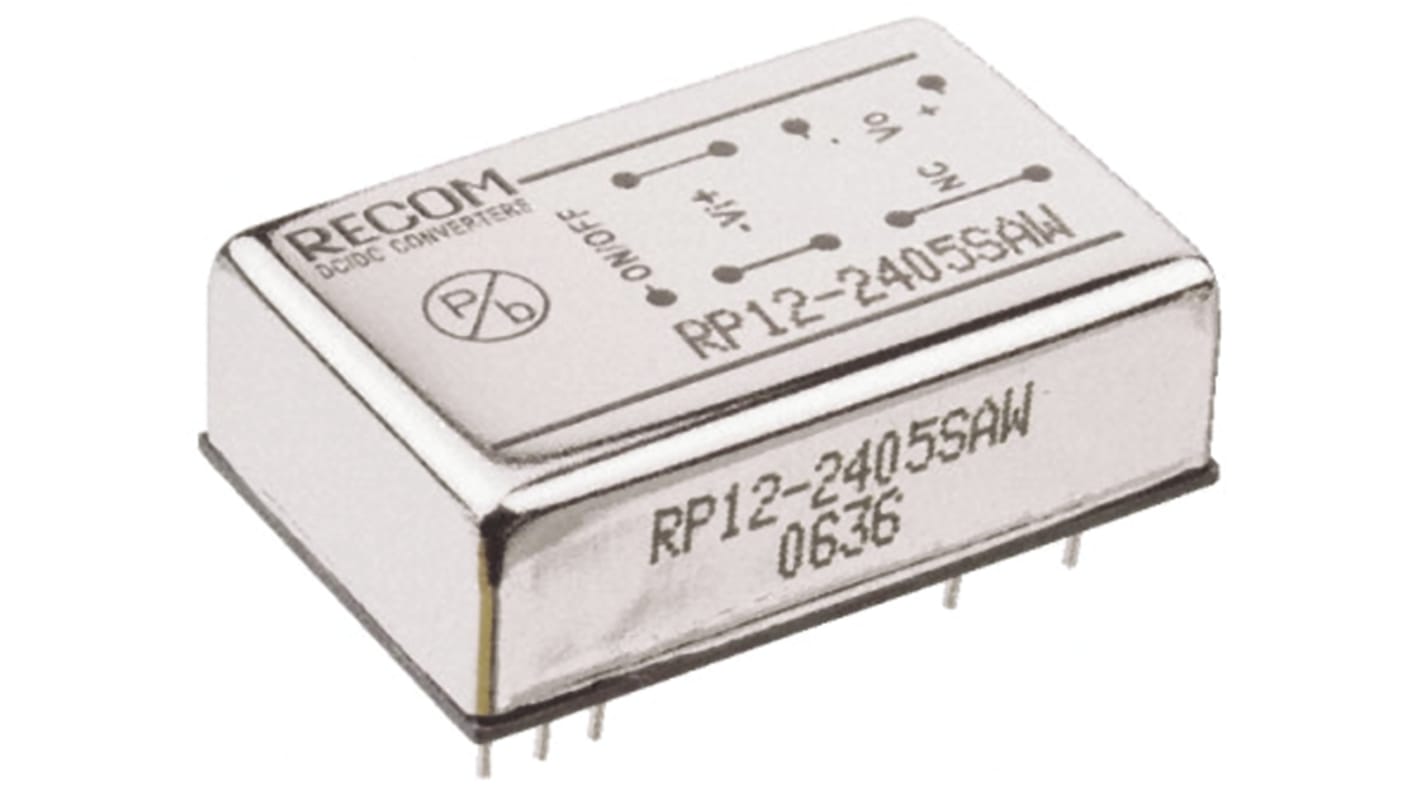 Przetwornica DC-DC, 12W, Uwe 9 → 36 V DC, Uwy 15V dc, Iwy 800mA, Recom