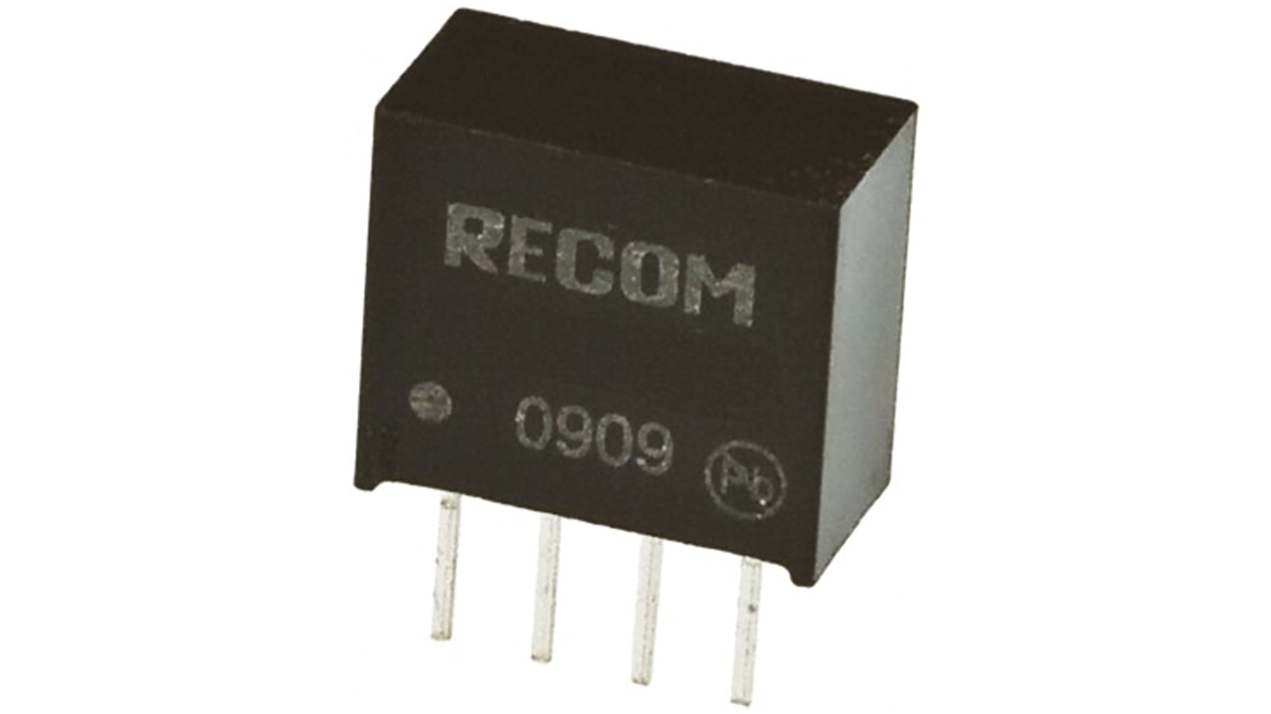 Recom RO DC-DC Converter, 5V dc/ 200mA Output, 4.5 → 5.5 V dc Input, 1W, Through Hole, +100°C Max Temp -40°C Min