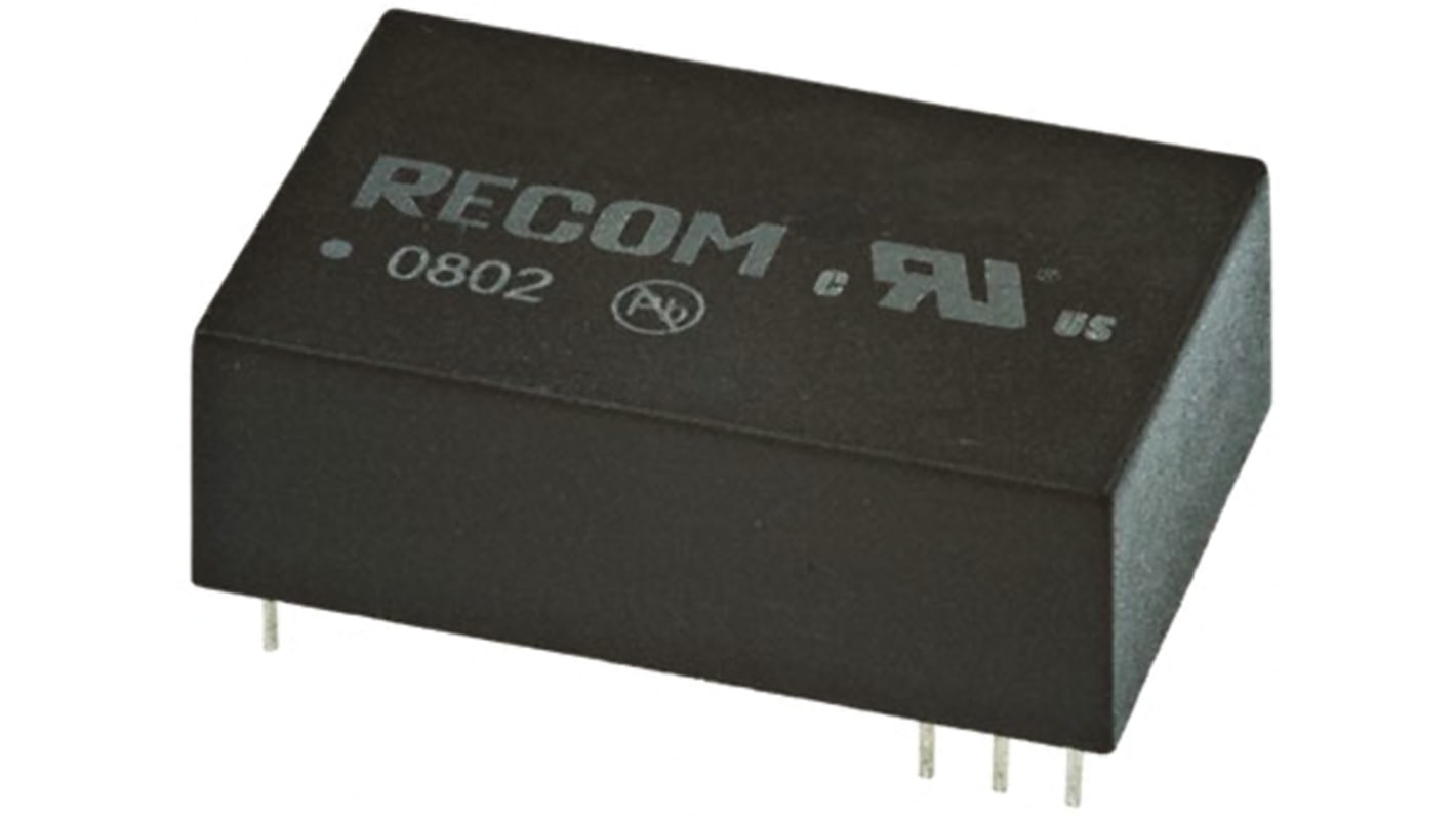 Recom 絶縁DC-DCコンバータ Vout：15V dc 10.2 → 13.8 V dc, 3W, REC3-1215SR/H1