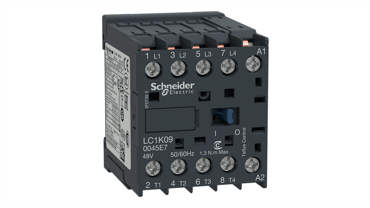 Schneider Electric TeSys K LC1K Contactor, 48 V ac Coil, 4-Pole, 20 A, 4NO, 690 V ac