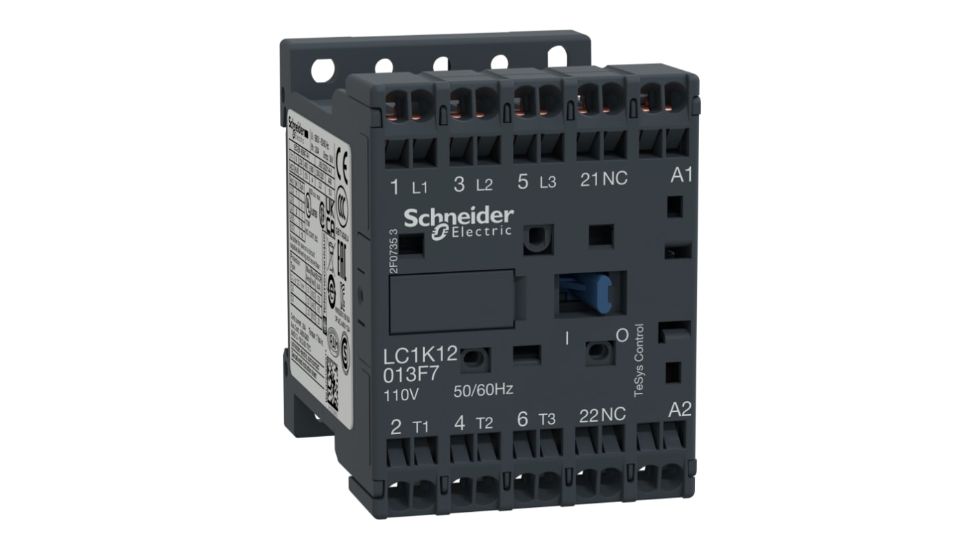 Contattore Schneider Electric, serie LC1K, 3 poli, 3NO, 20 A, 5,5 kW, bobina 110 V c.a.