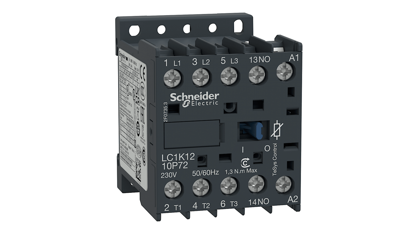 Schneider Electric TeSys K LC1K Contactor, 110 V ac Coil, 3-Pole, 20 A, 5.5 kW, 3NO, 690 V ac