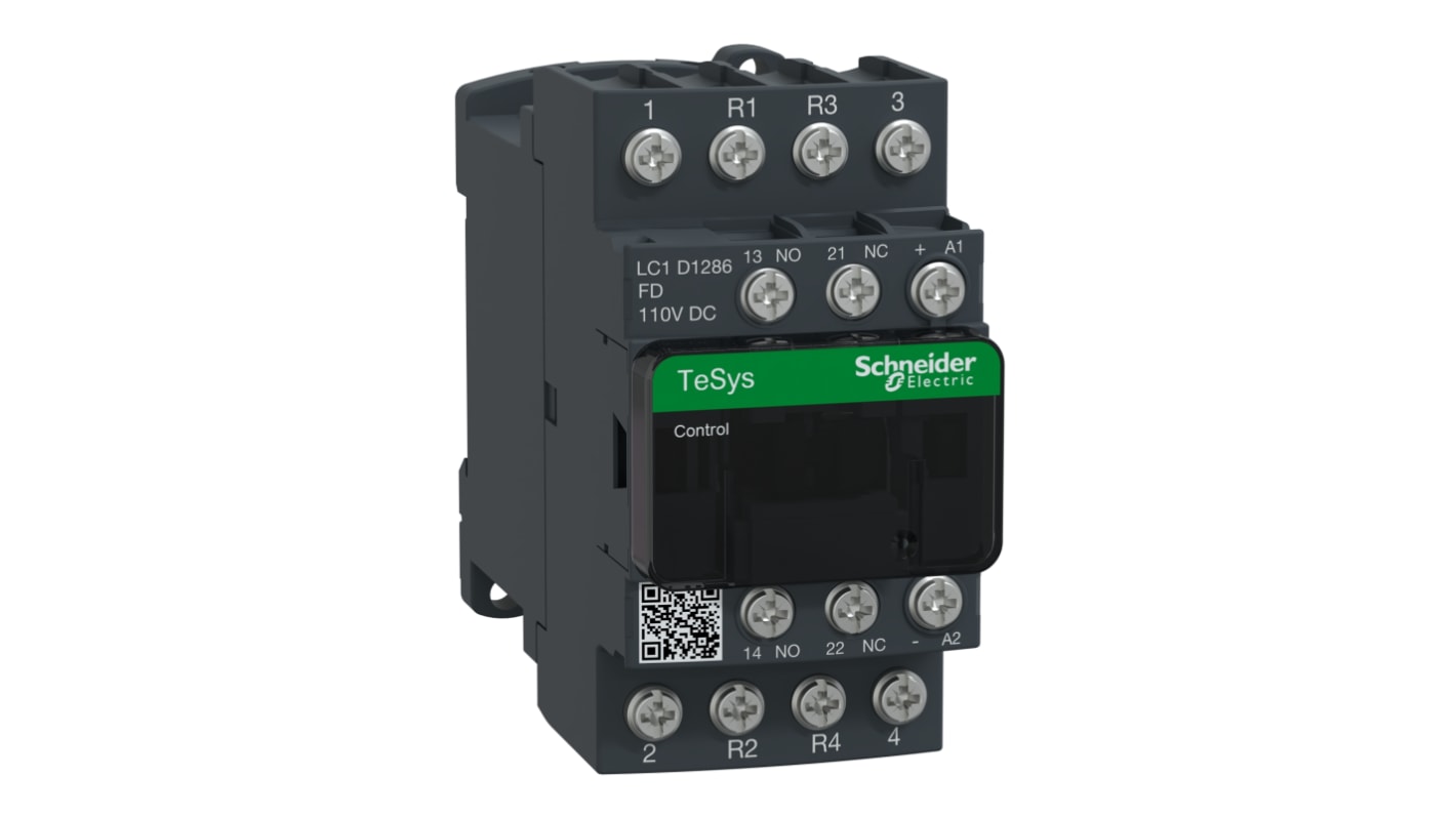 Schneider Electric TeSys D LC1D Contactor, 110 V dc Coil, 4-Pole, 25 A, 2NO + 2NC, 300 V dc, 690 V ac