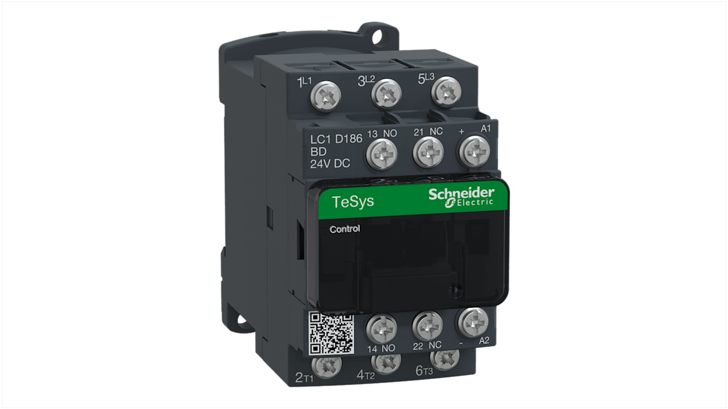 Stycznik 24 V DC Schneider Electric styki: 3 7,5 kW 32 A 3NO Płyta, szyna Końcówka oczkowa LC1D186BD
