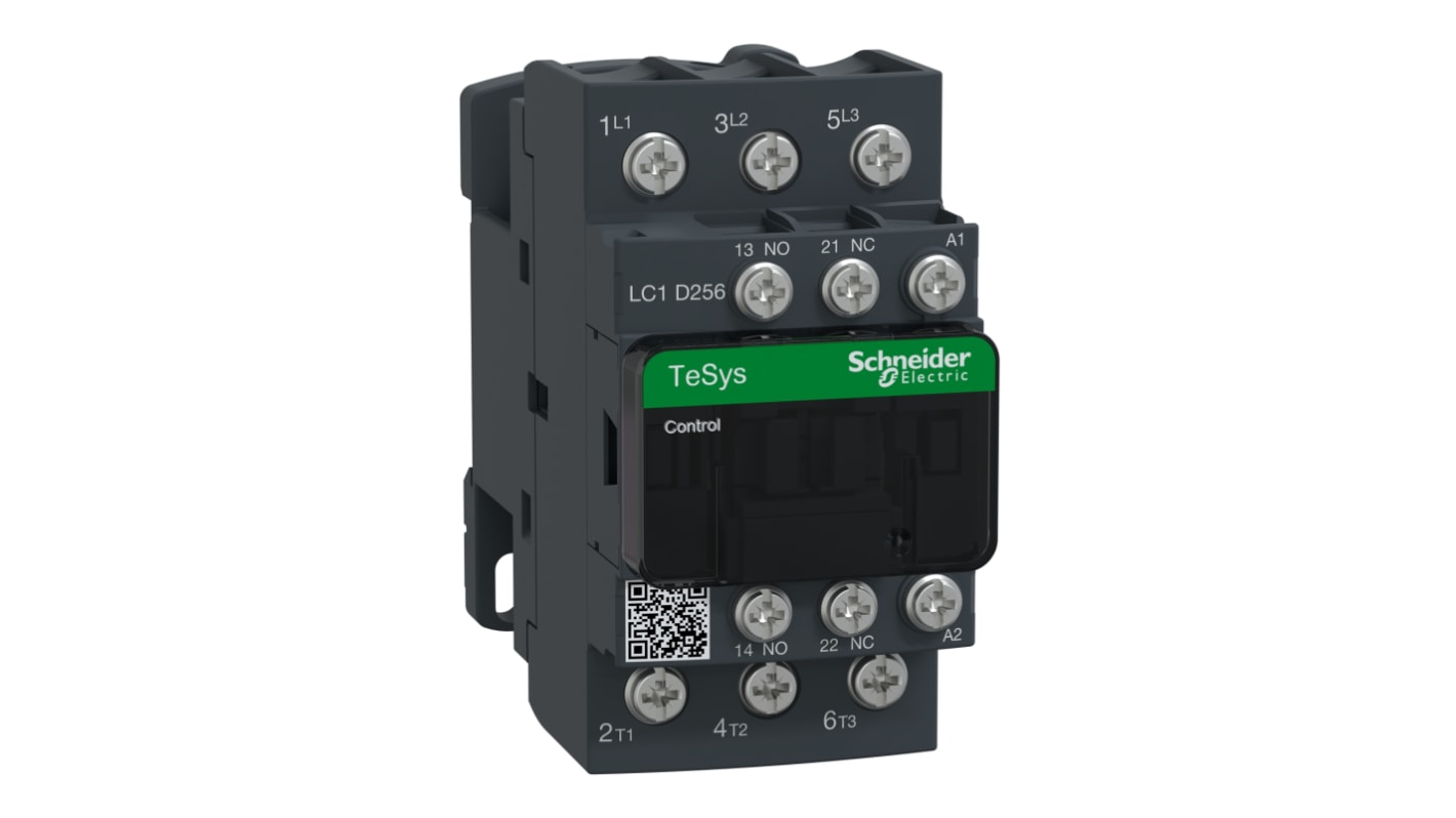 Schneider Electric TeSys D LC1D Contactor, 120 V ac Coil, 3-Pole, 40 A, 15 kW, 3NO, 300 V dc, 690 V ac