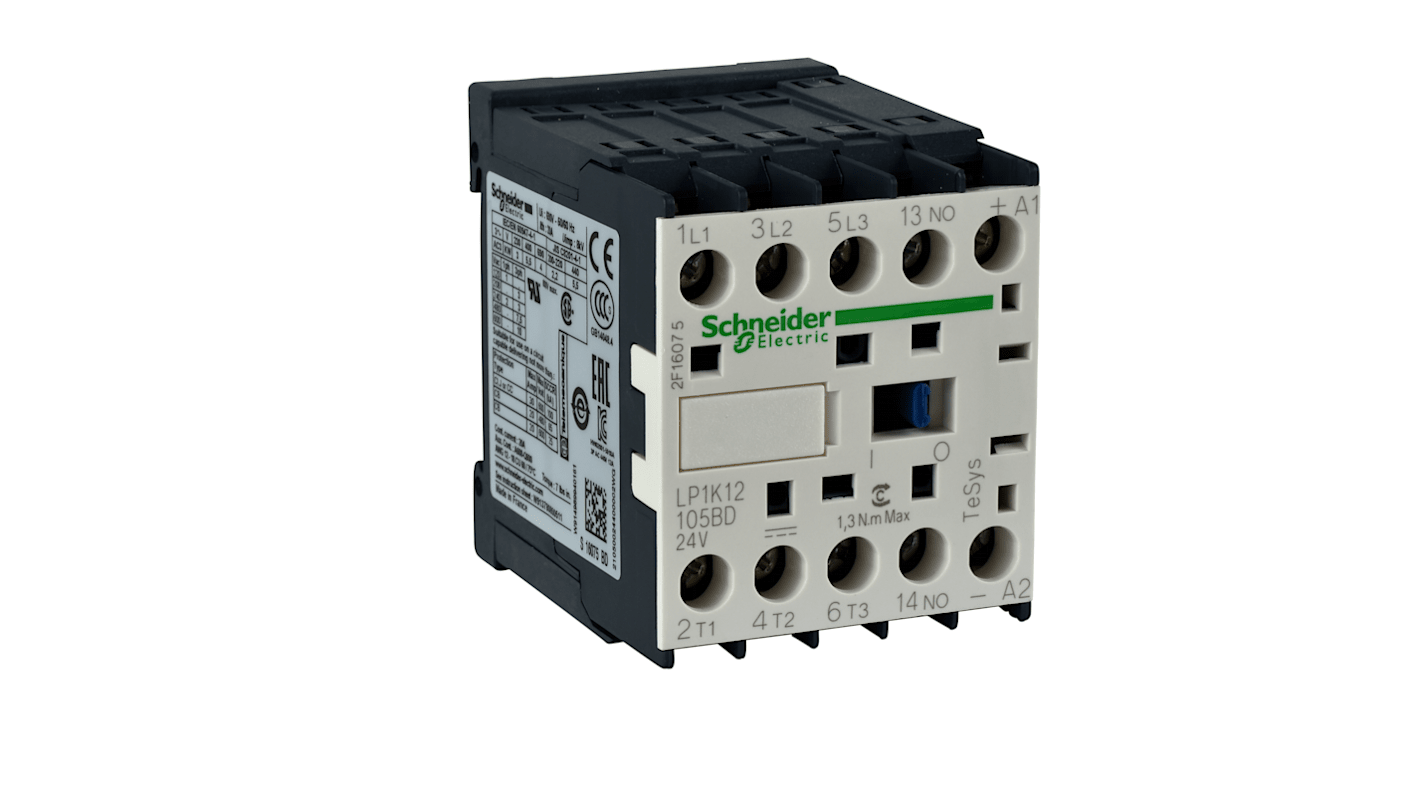 Contattore Schneider Electric, serie LP4K, 3 poli, 3 NO, 6 A, 3 kW, bobina 24 V c.c.