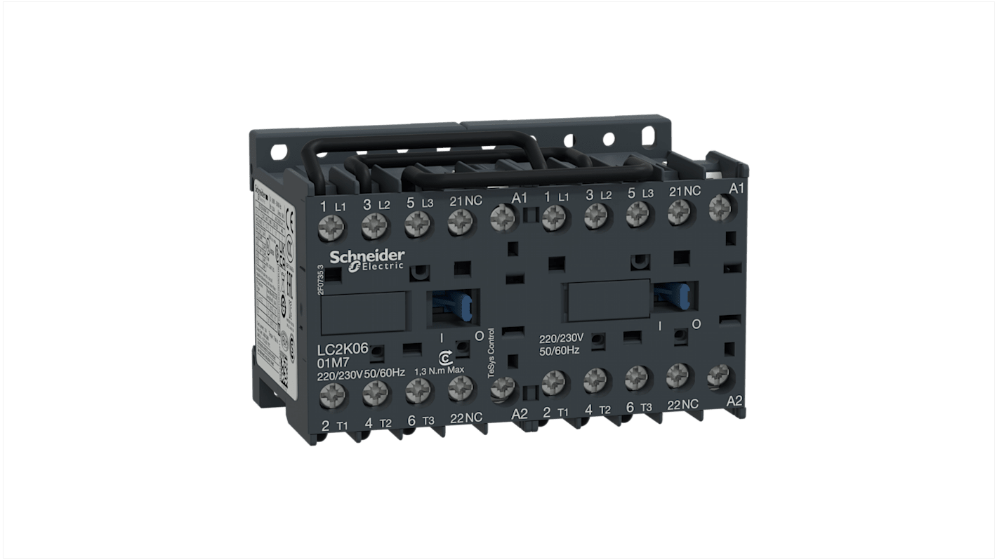 Schneider Electric TeSys K LC2K Contactor, 230 V ac Coil, 3-Pole, 6 A, 3 kW, 3NO, 690 V ac